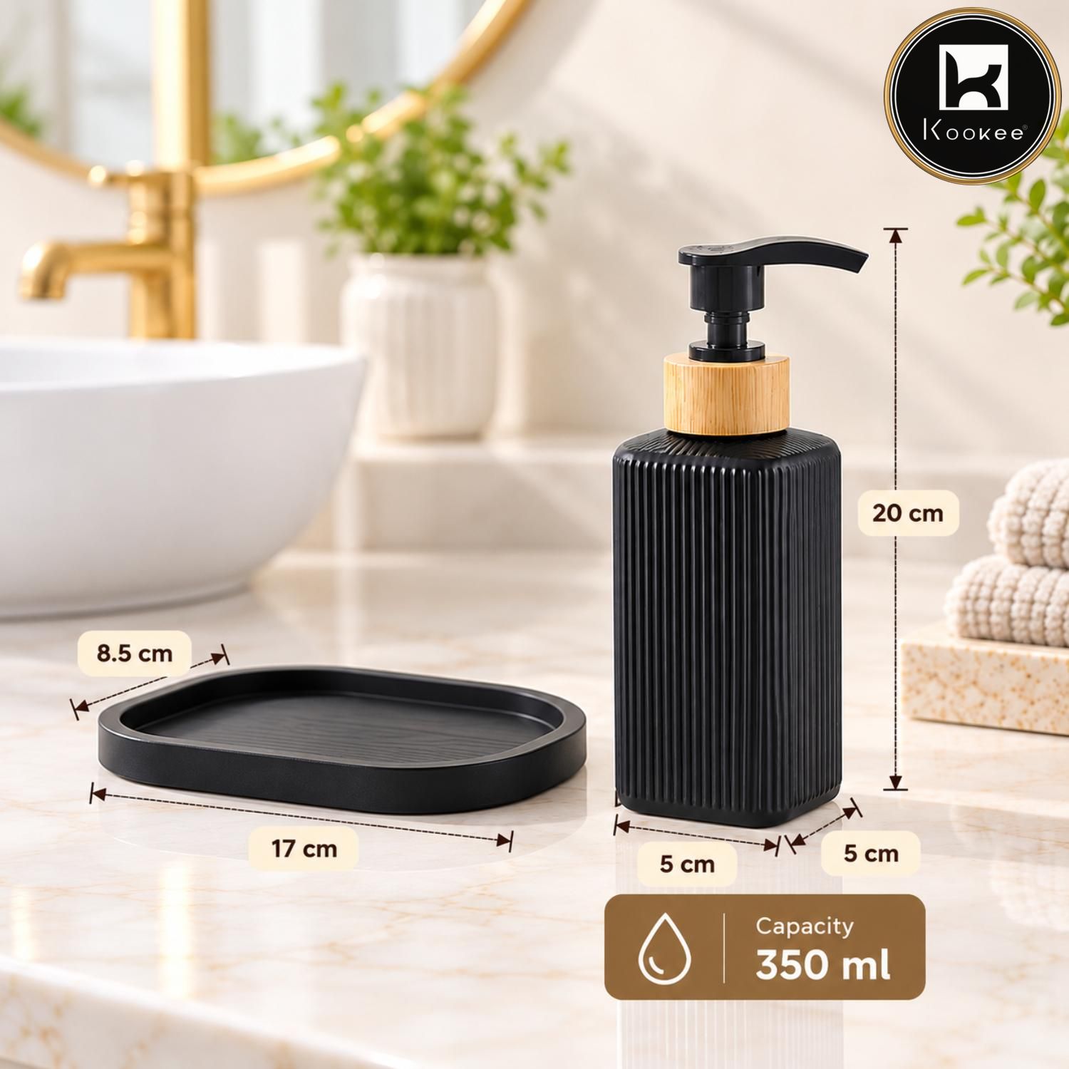Glass Liquid Soap Dispenser for Bathroom Set of 1 Multicolor (12497)