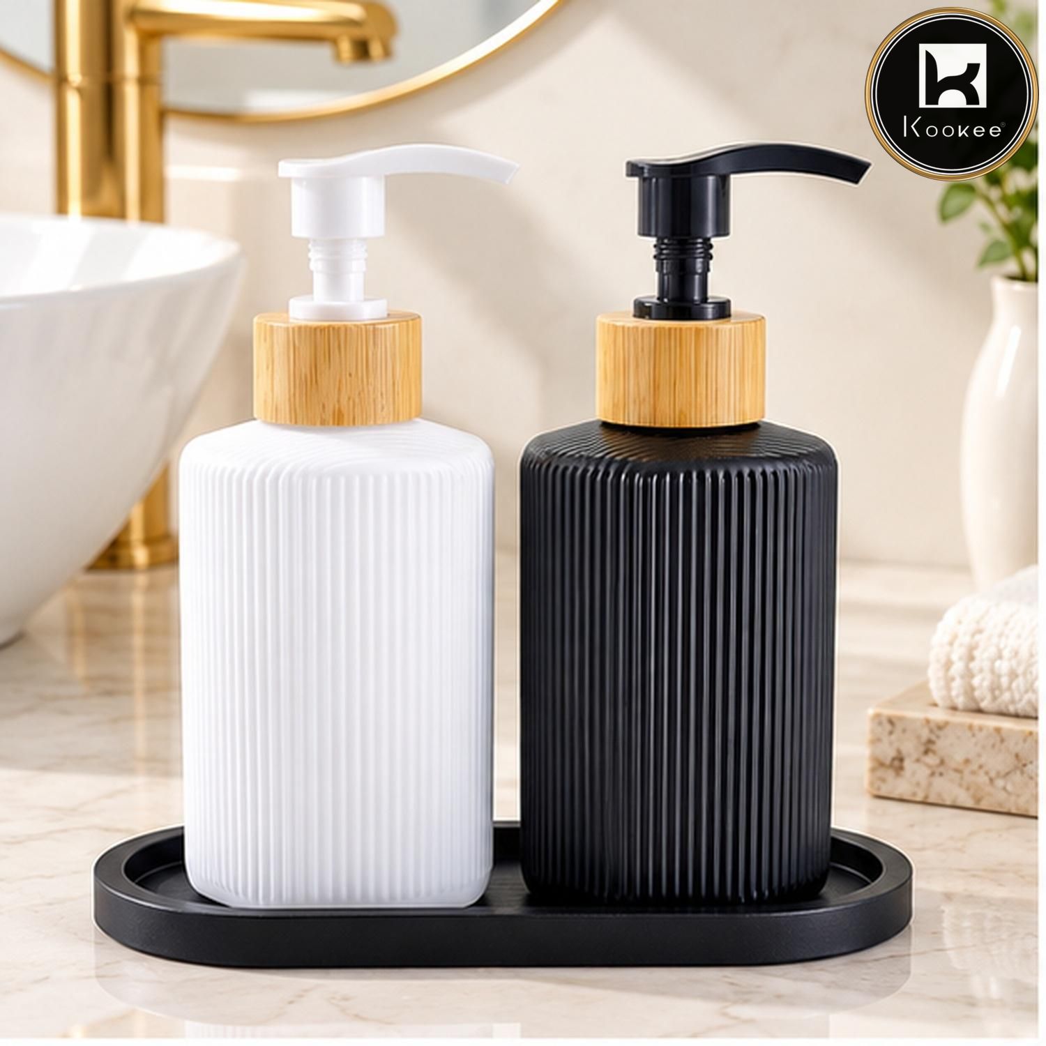 Glass Liquid Soap Dispenser for Bathroom Set of 1 Multicolor (12497)