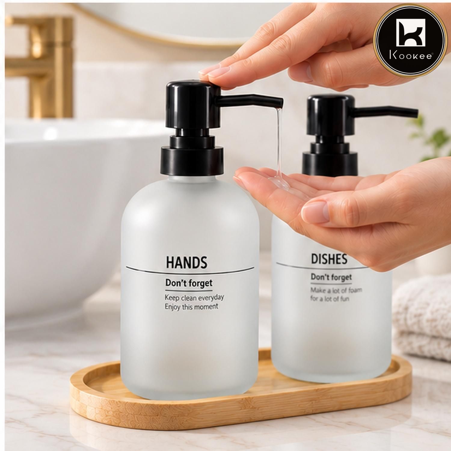 Glass Liquid Soap Dispenser for Bathroom, Set of 1, Clear (12498)