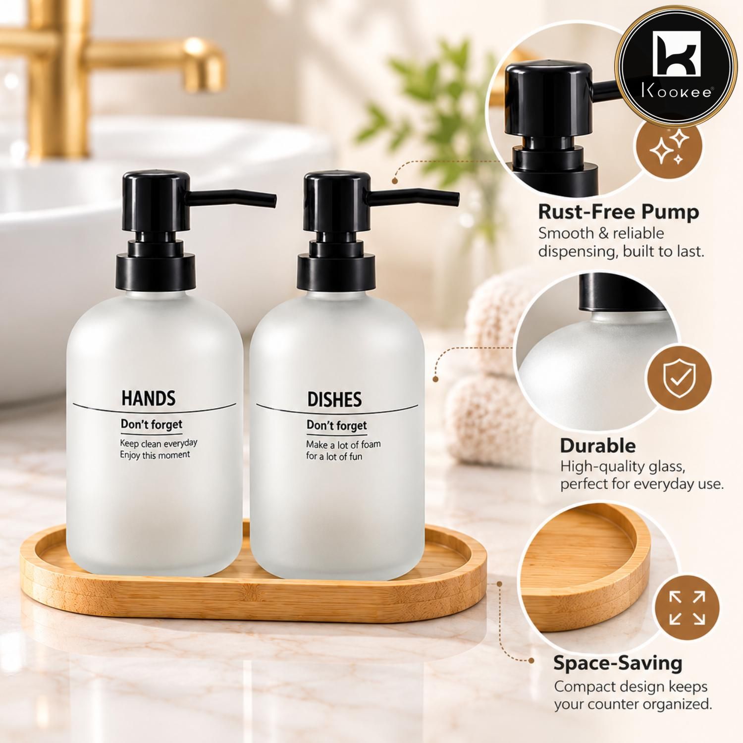 Glass Liquid Soap Dispenser for Bathroom, Set of 1, Clear (12498)