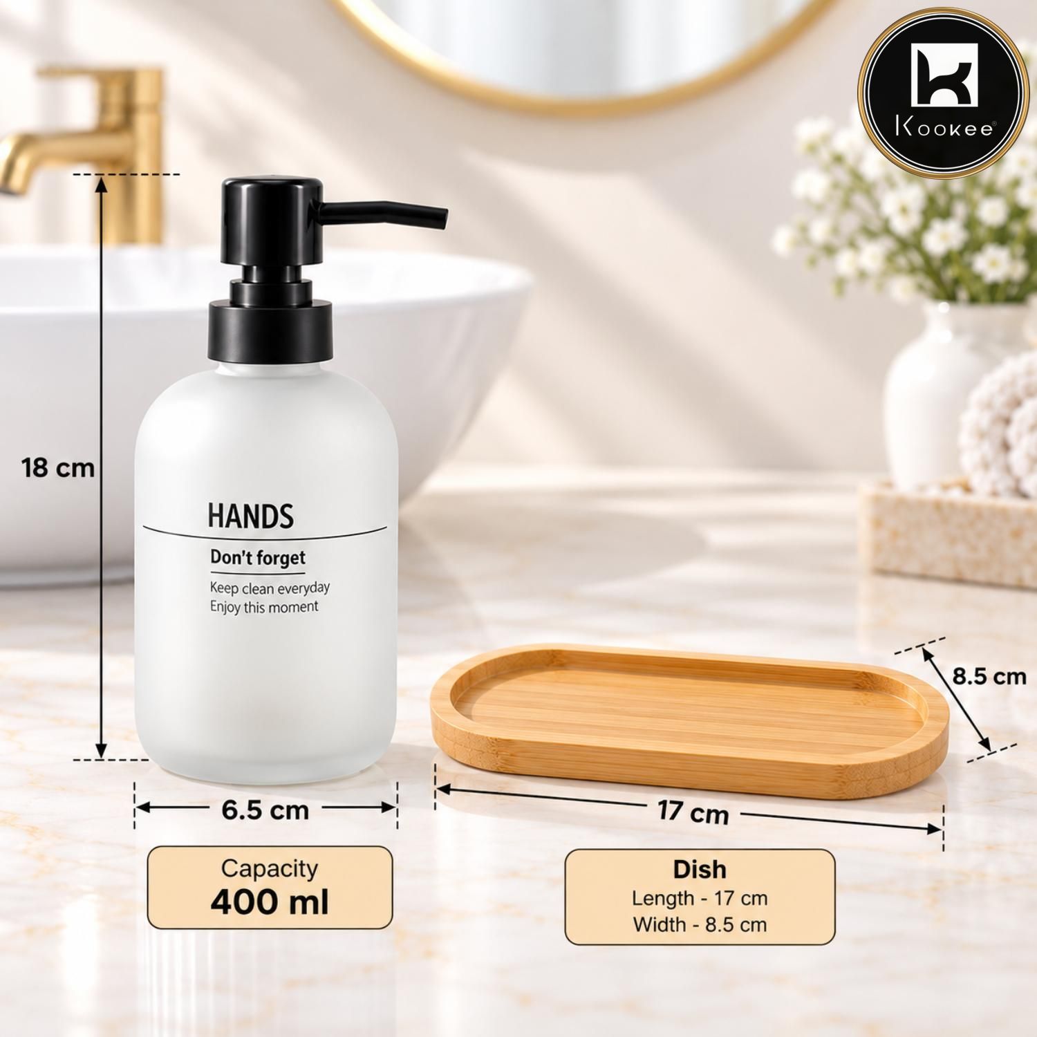 Glass Liquid Soap Dispenser for Bathroom, Set of 1, Clear (12498)