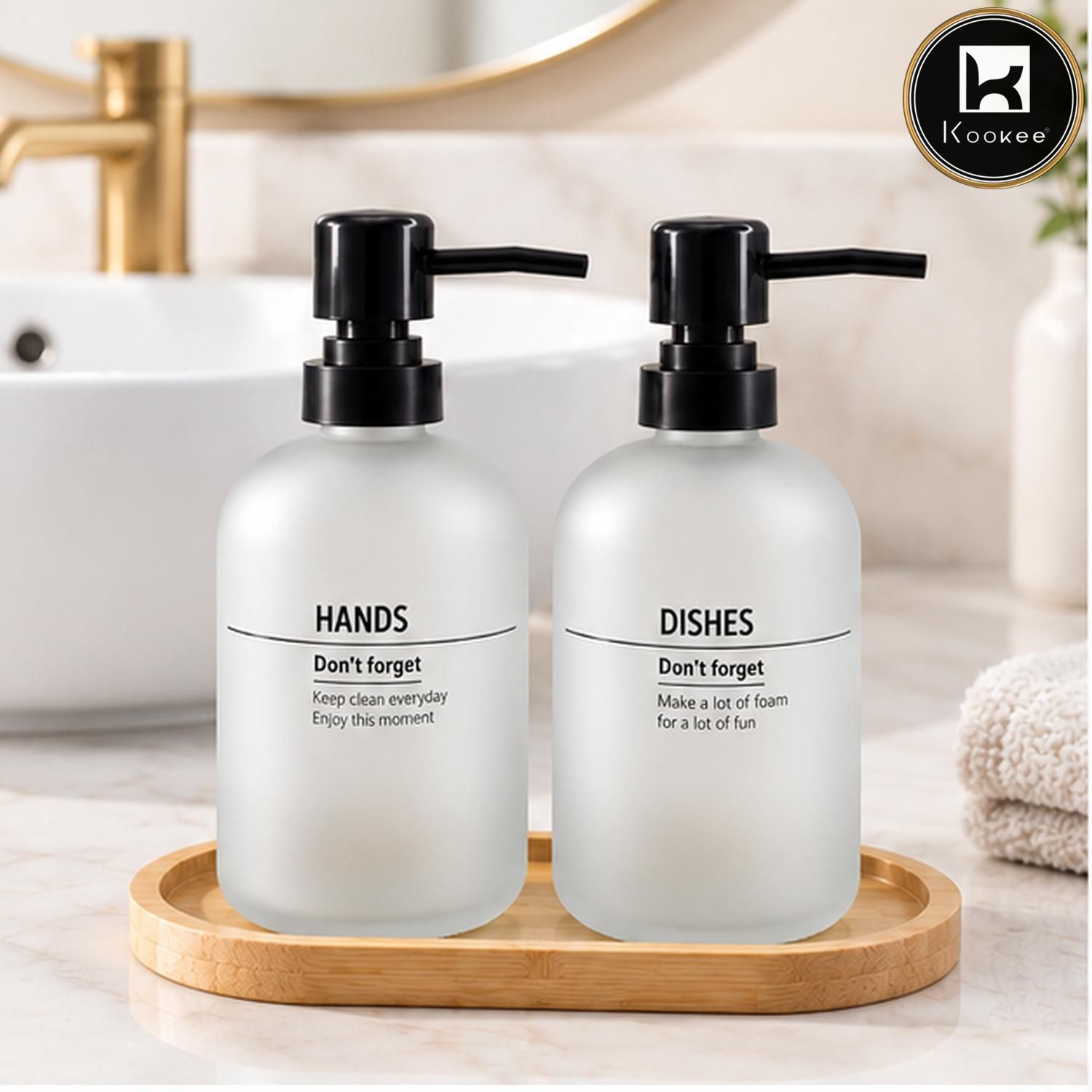 Glass Liquid Soap Dispenser for Bathroom, Set of 1, Clear (12498)