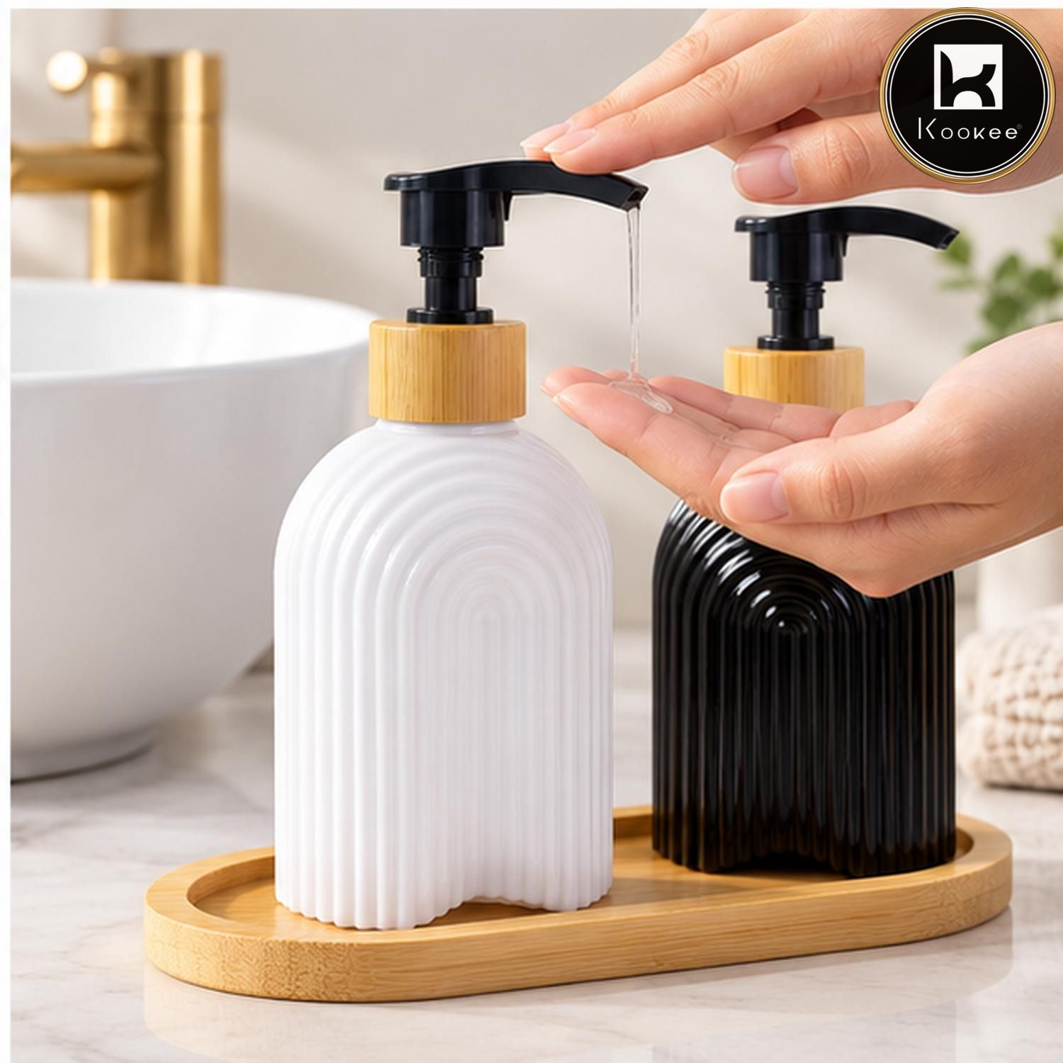 Glass Liquid Soap Dispenser for Bathroom Set of 1 Multicolor (12499)