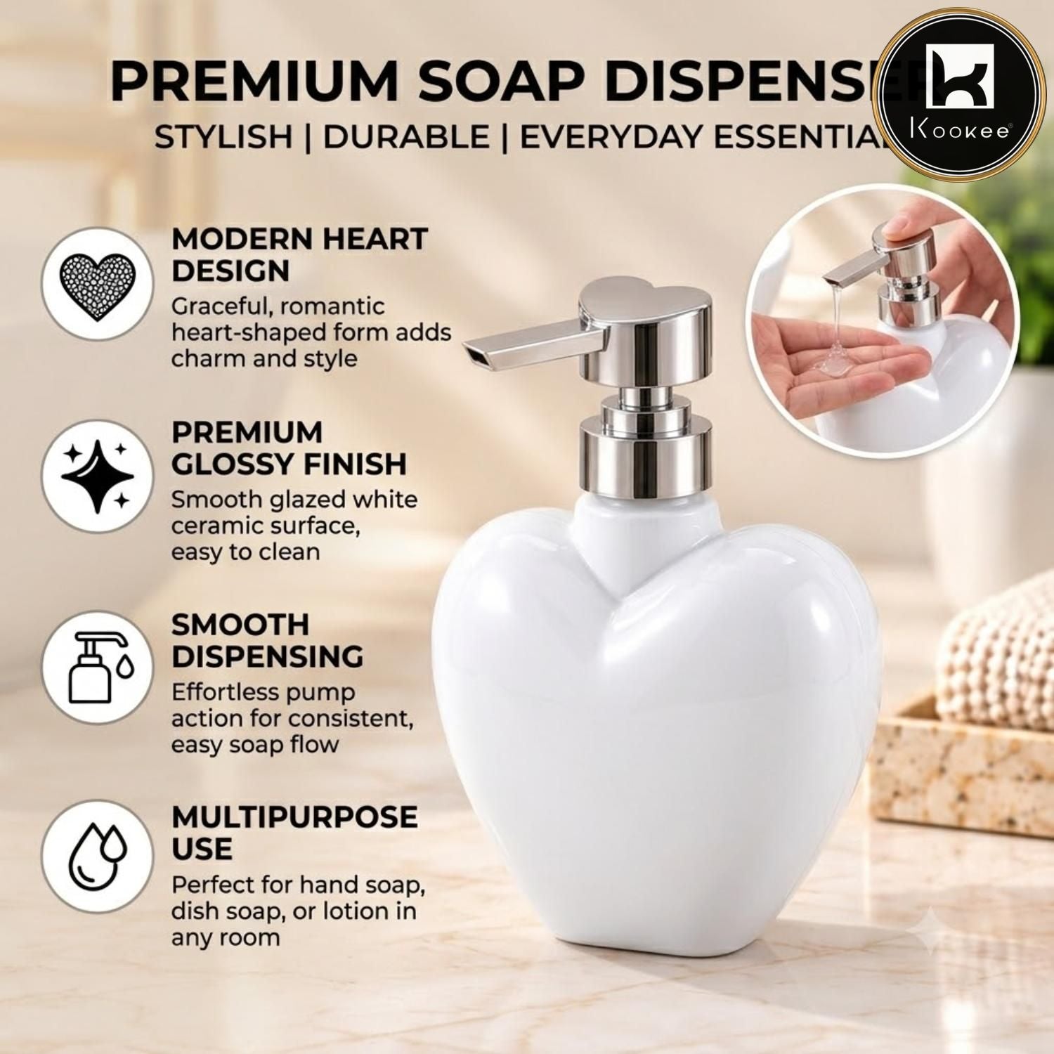 Glass Liquid Soap Dispenser for Bathroom, Set of 1
