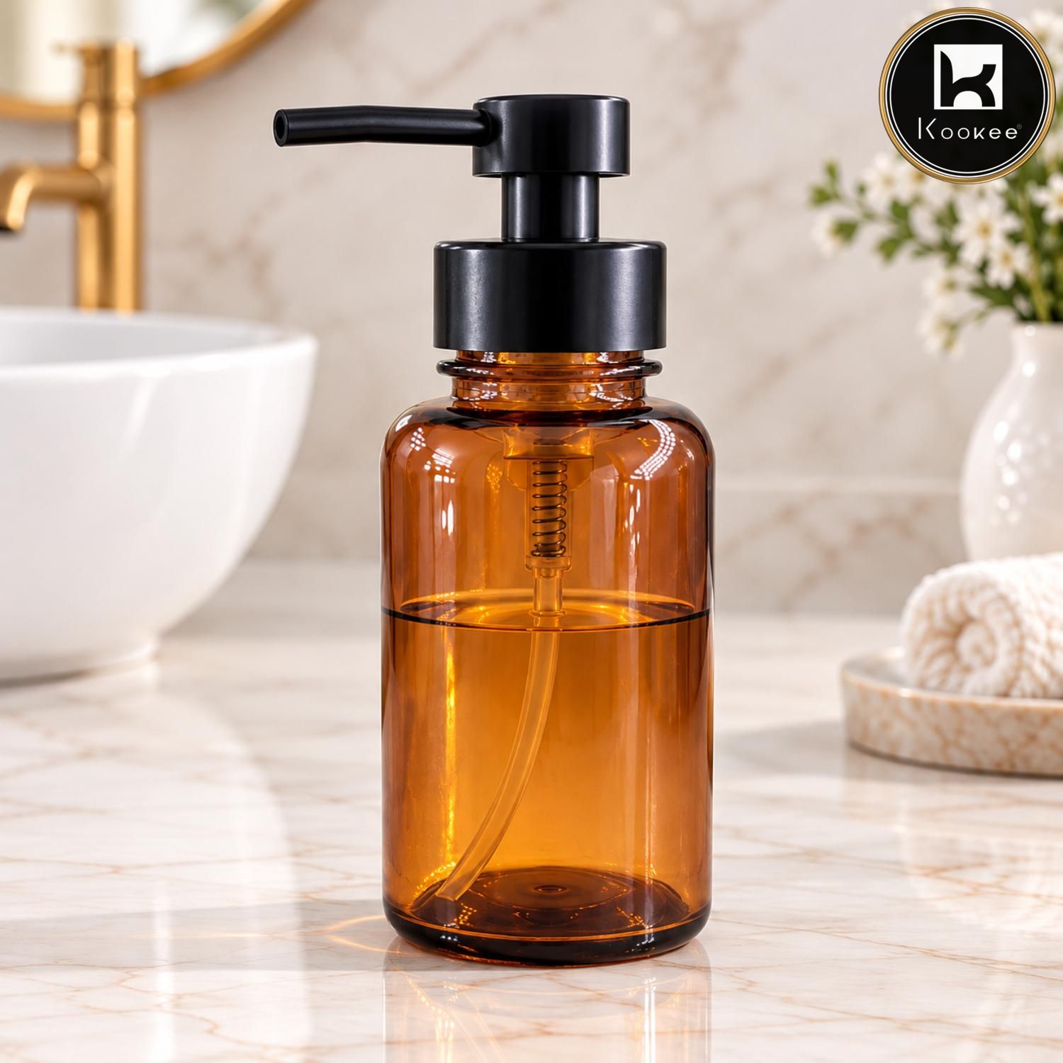 Glass Liquid Soap Dispenser for Bathroom, Set of 1