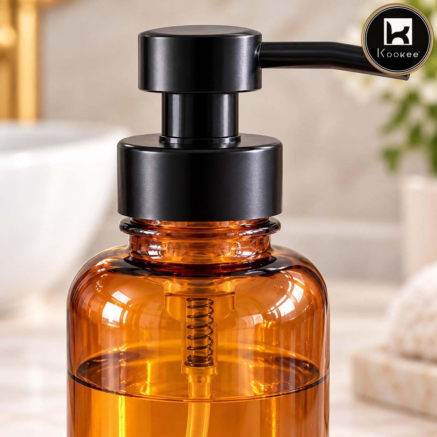 Glass Liquid Soap Dispenser for Bathroom, Set of 1