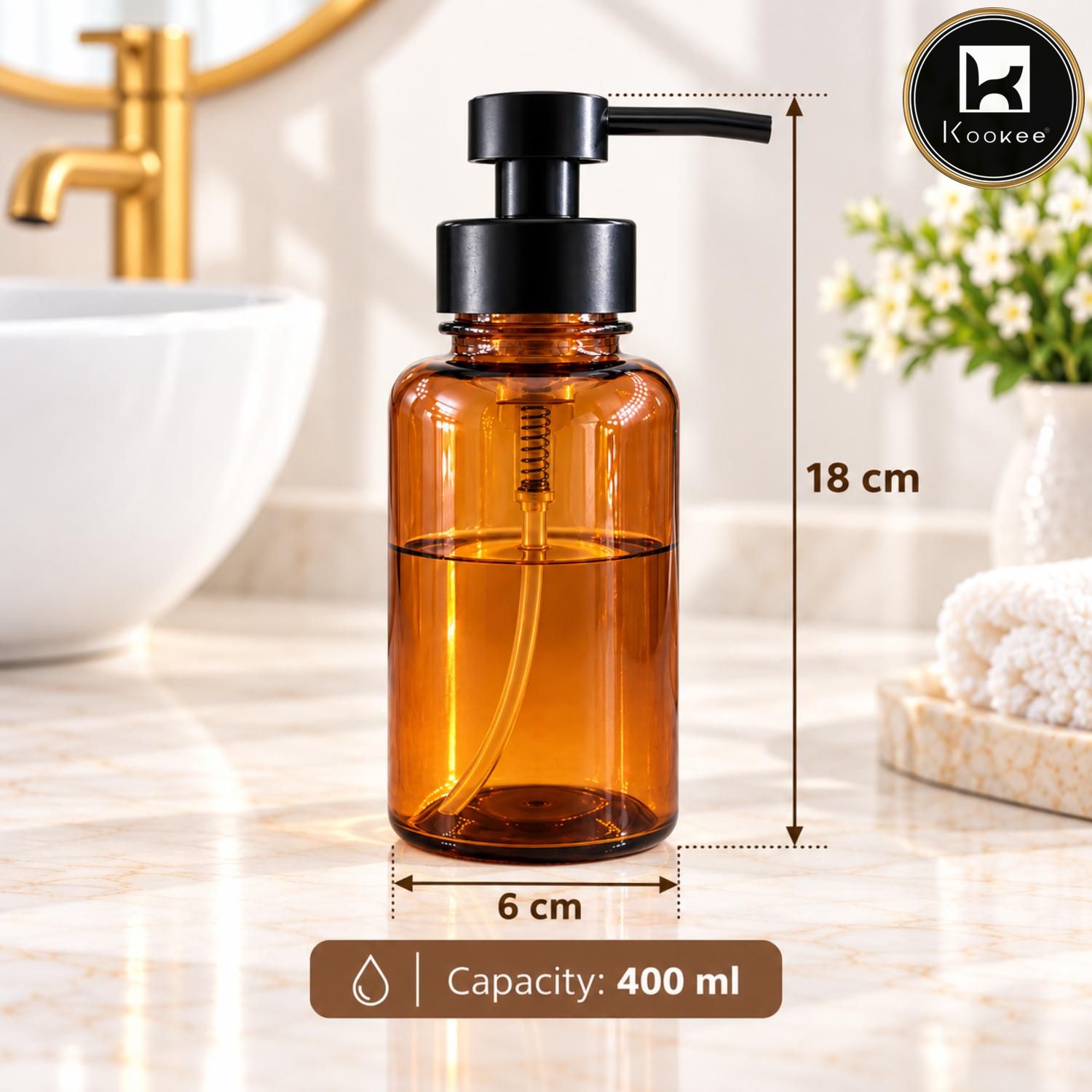 Glass Liquid Soap Dispenser for Bathroom, Set of 1