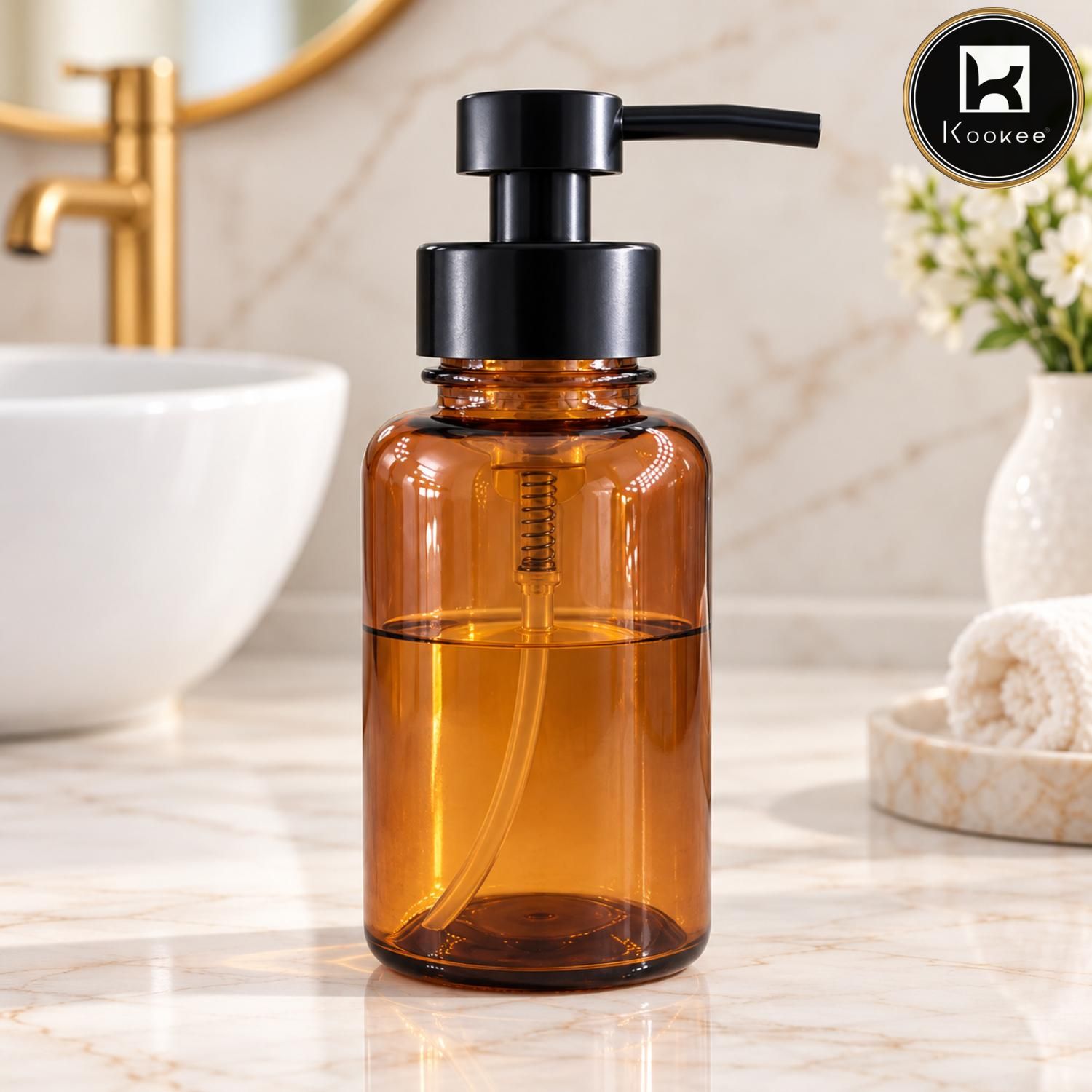 Glass Liquid Soap Dispenser for Bathroom, Set of 1