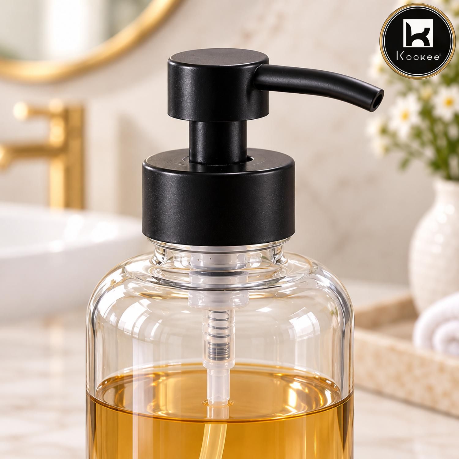 Glass Liquid Soap Dispenser for Bathroom, Set of 1