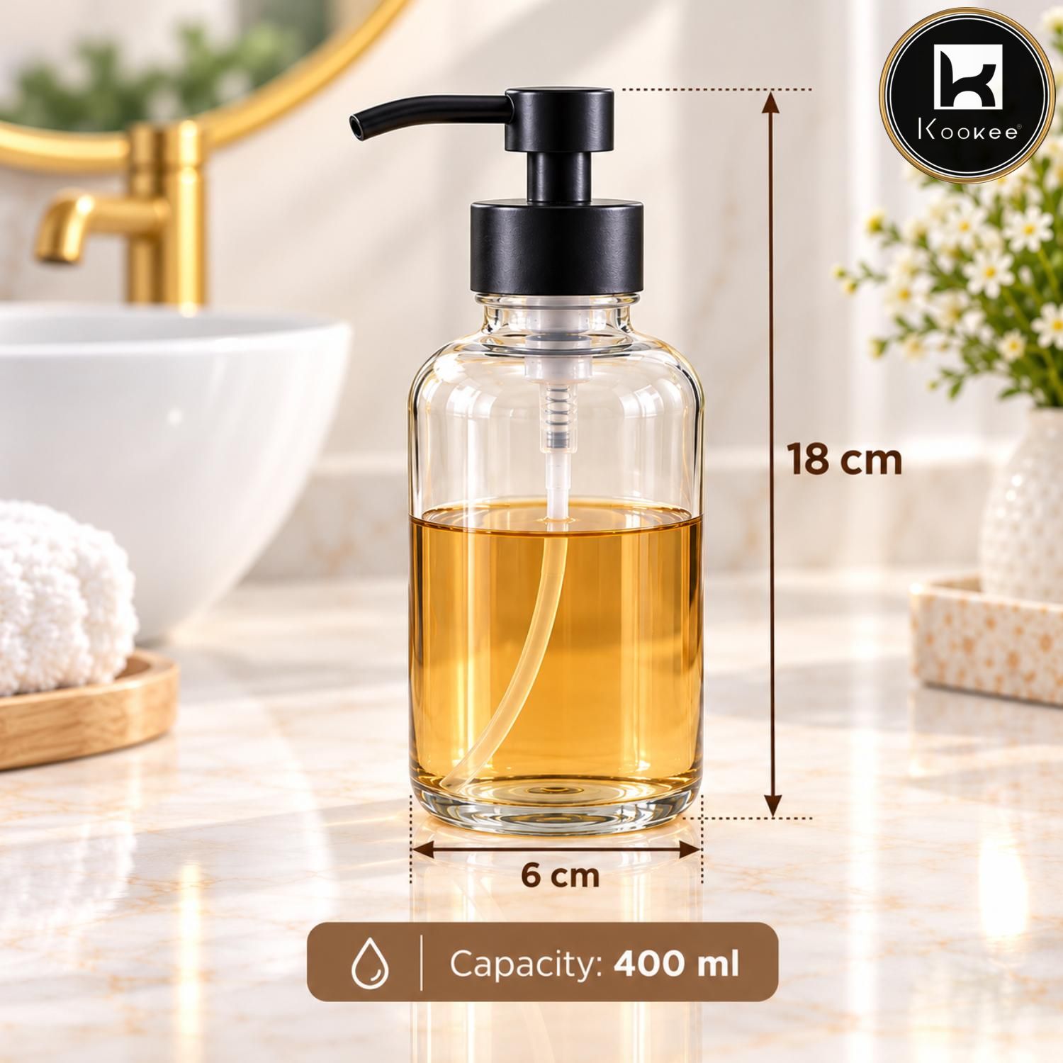 Glass Liquid Soap Dispenser for Bathroom, Set of 1