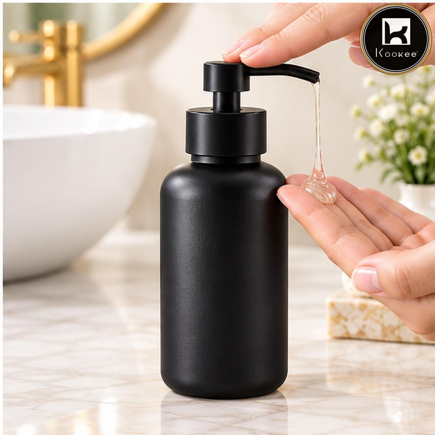 Glass Liquid Soap Dispenser for Bathroom, Set of 1