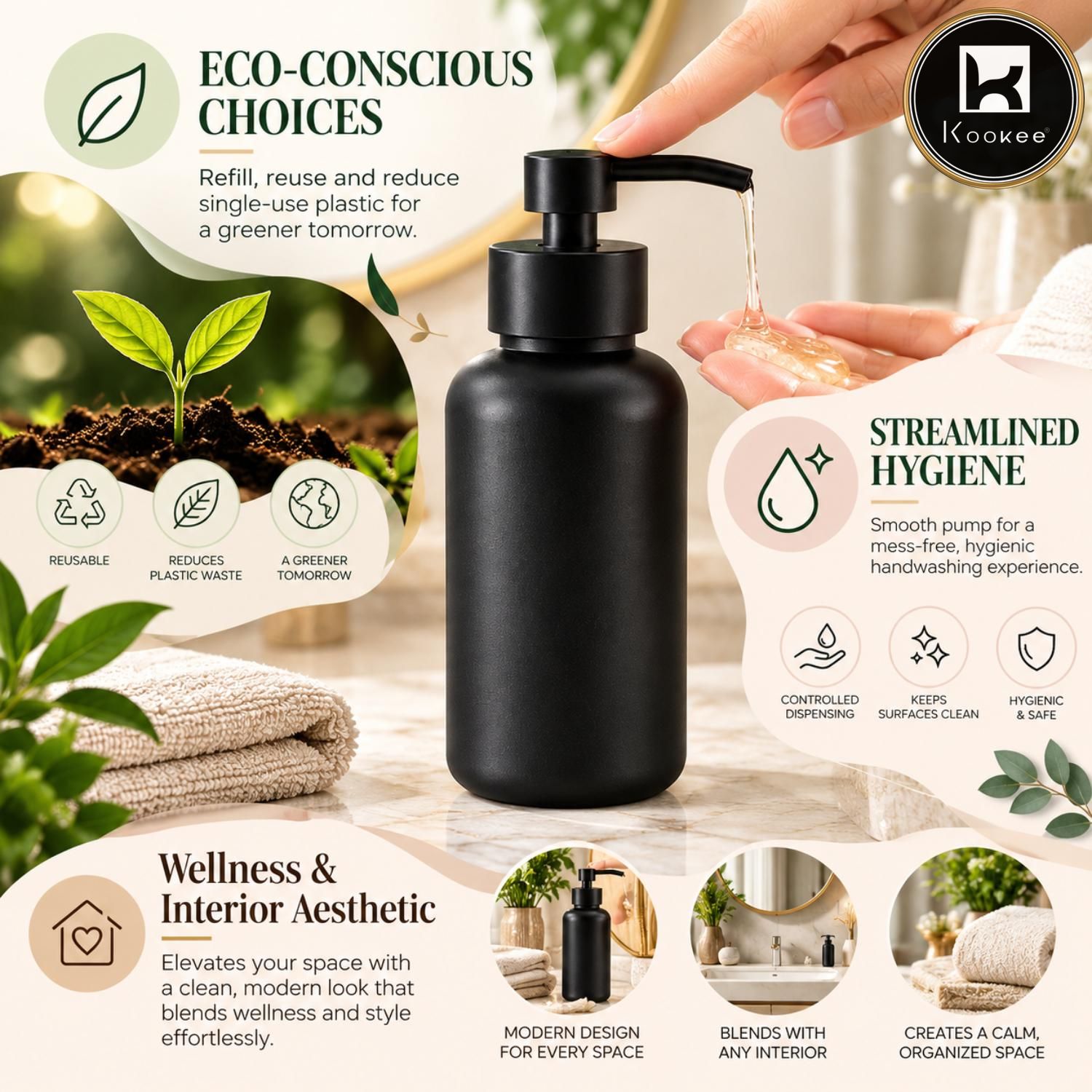 Glass Liquid Soap Dispenser for Bathroom, Set of 1