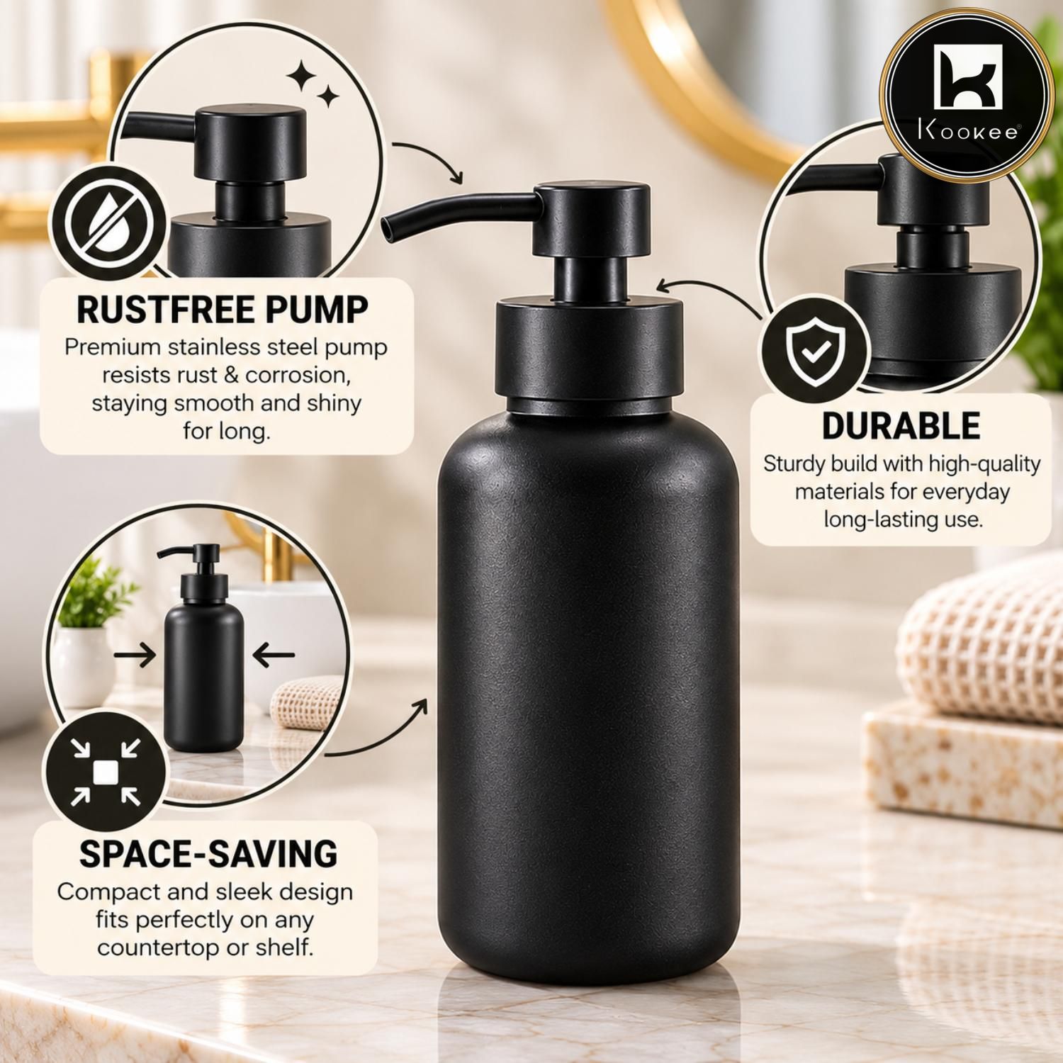 Glass Liquid Soap Dispenser for Bathroom, Set of 1