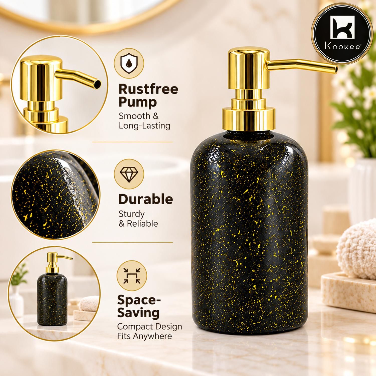Glass Liquid Soap Dispenser for Bathroom, Set of 1