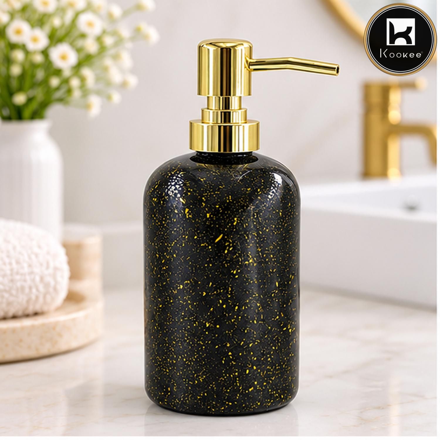Glass Liquid Soap Dispenser for Bathroom, Set of 1