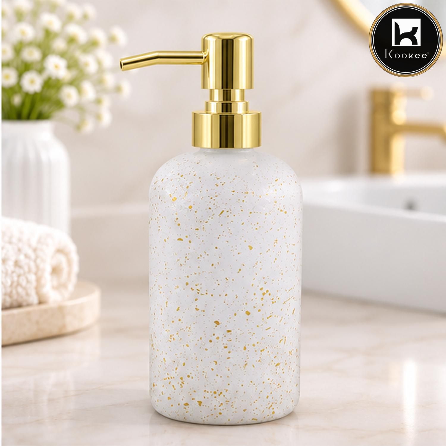 Glass Liquid Soap Dispenser for Bathroom, Set of 1