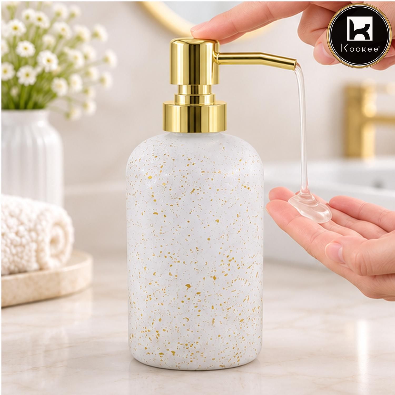 Glass Liquid Soap Dispenser for Bathroom, Set of 1