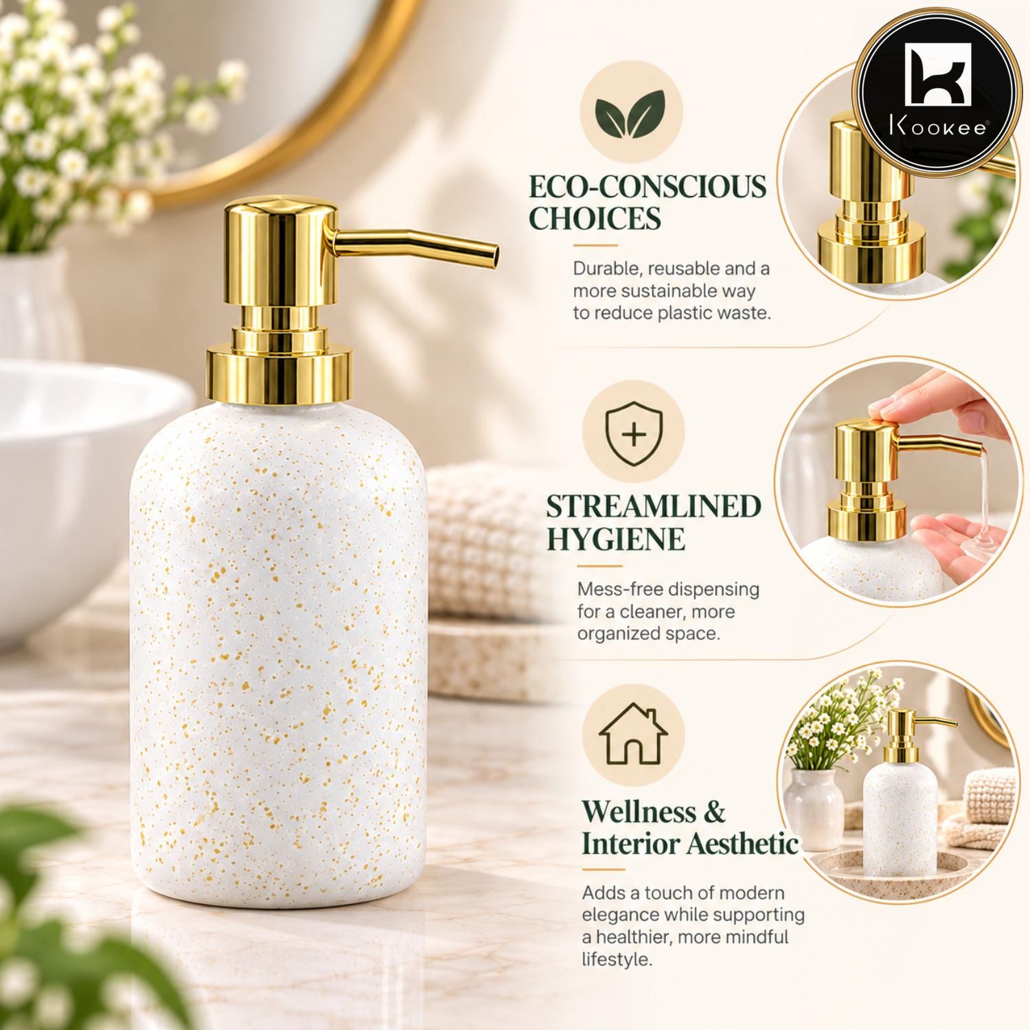 Glass Liquid Soap Dispenser for Bathroom, Set of 1