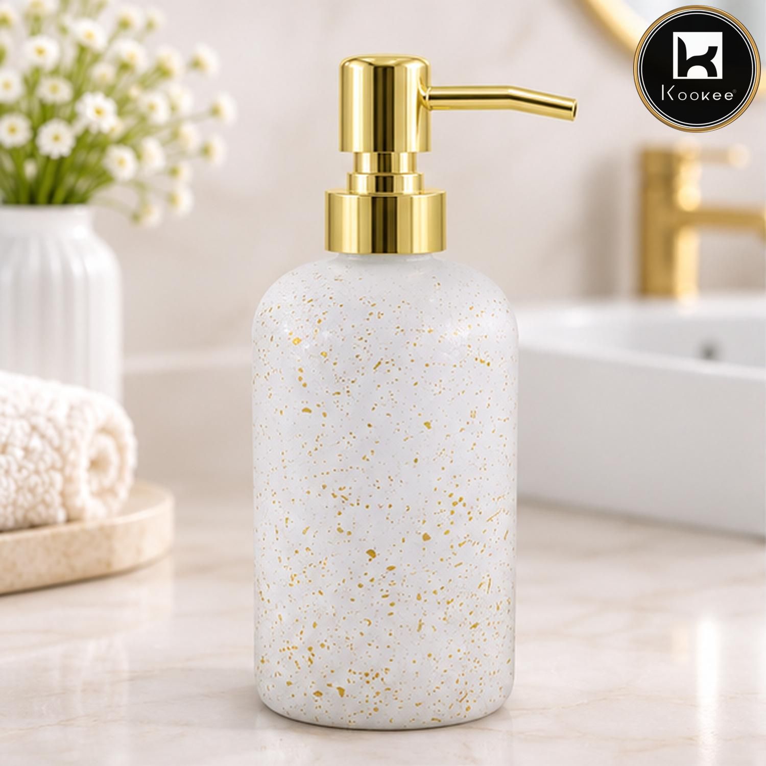 Glass Liquid Soap Dispenser for Bathroom, Set of 1