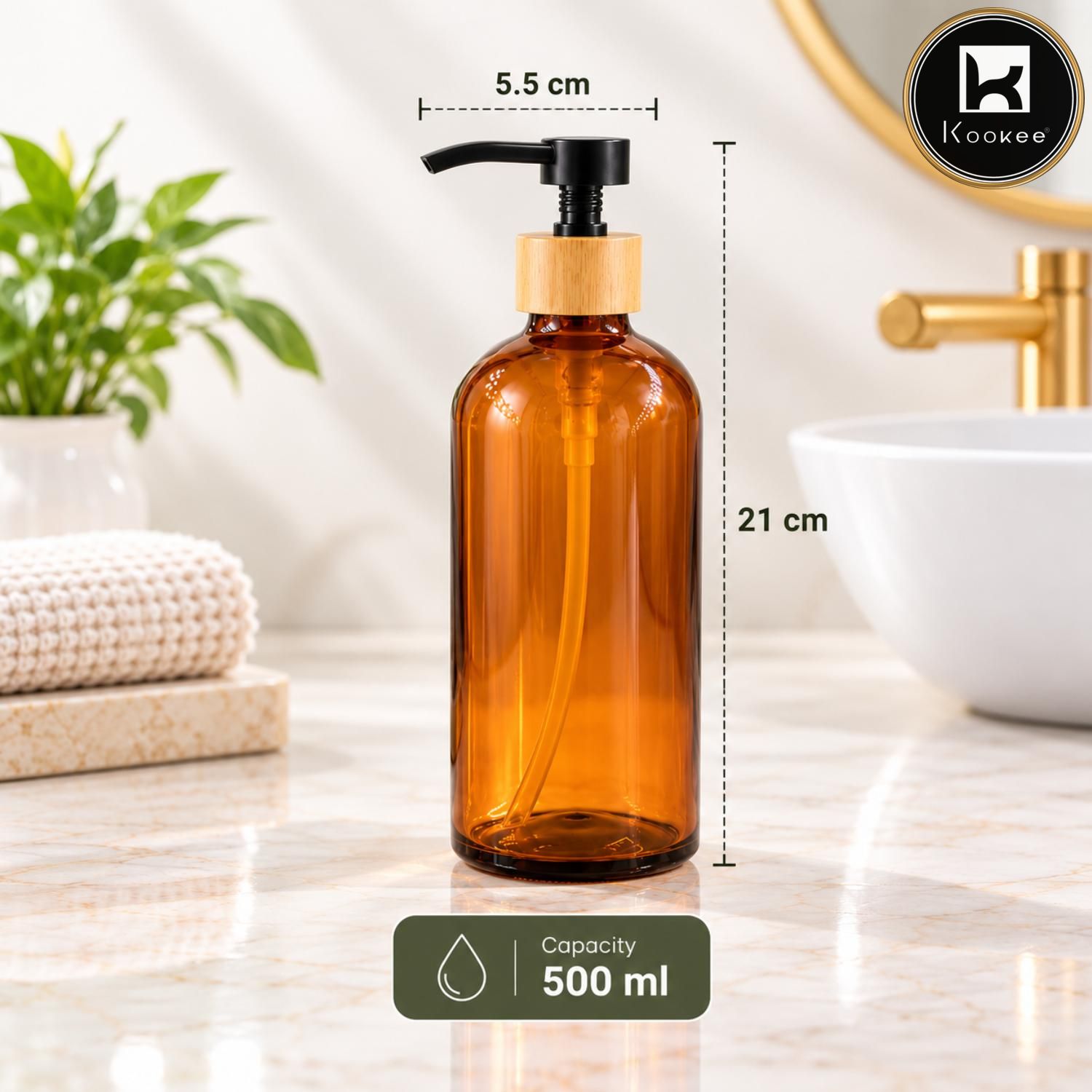 Glass Liquid Soap Dispenser for Bathroom | Set of 1