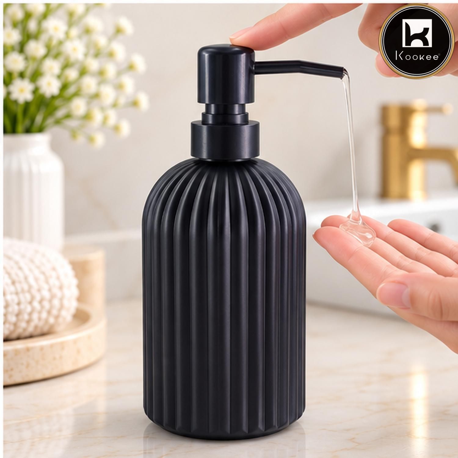 Glass Liquid Soap Dispenser for Bathroom, Set of 1