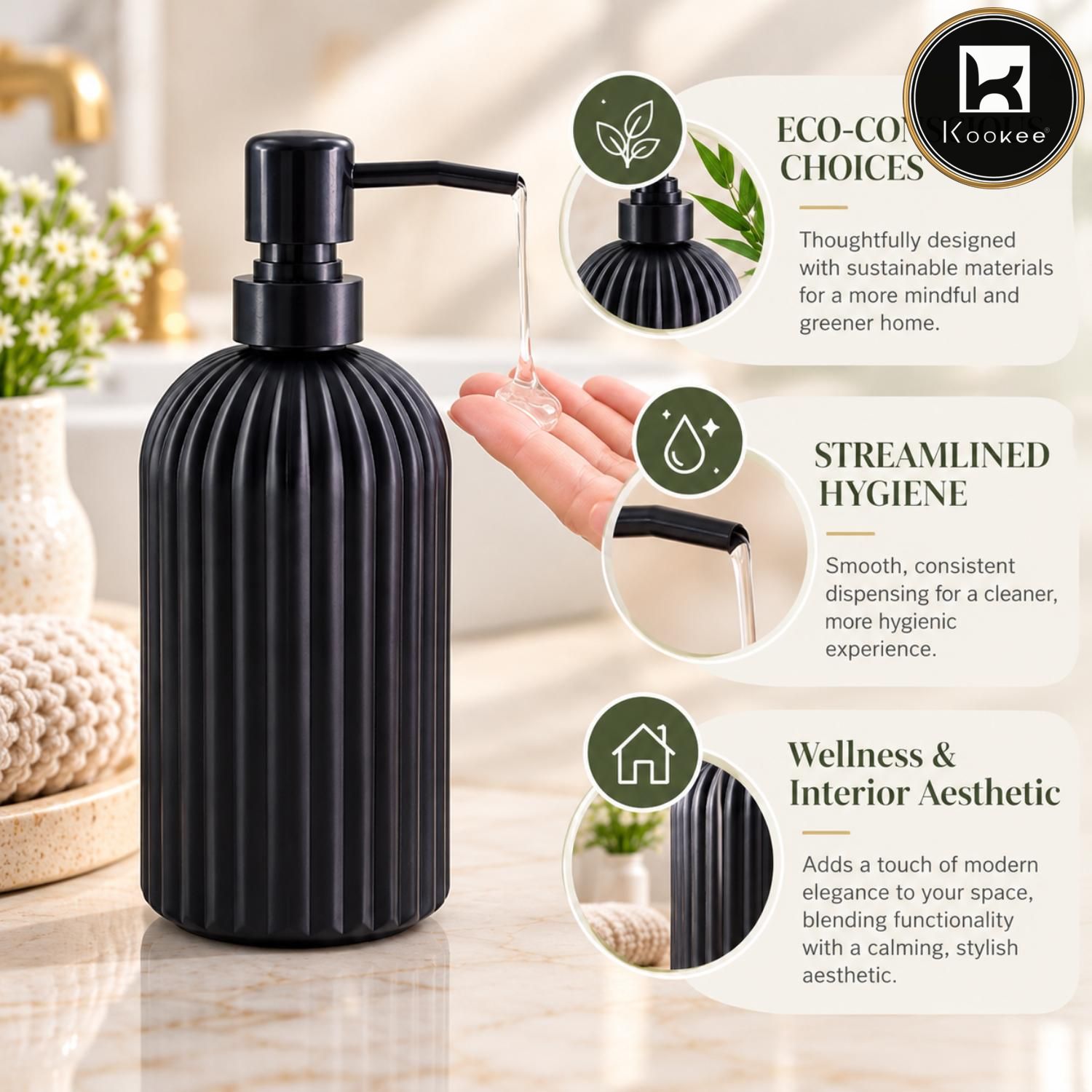 Glass Liquid Soap Dispenser for Bathroom, Set of 1