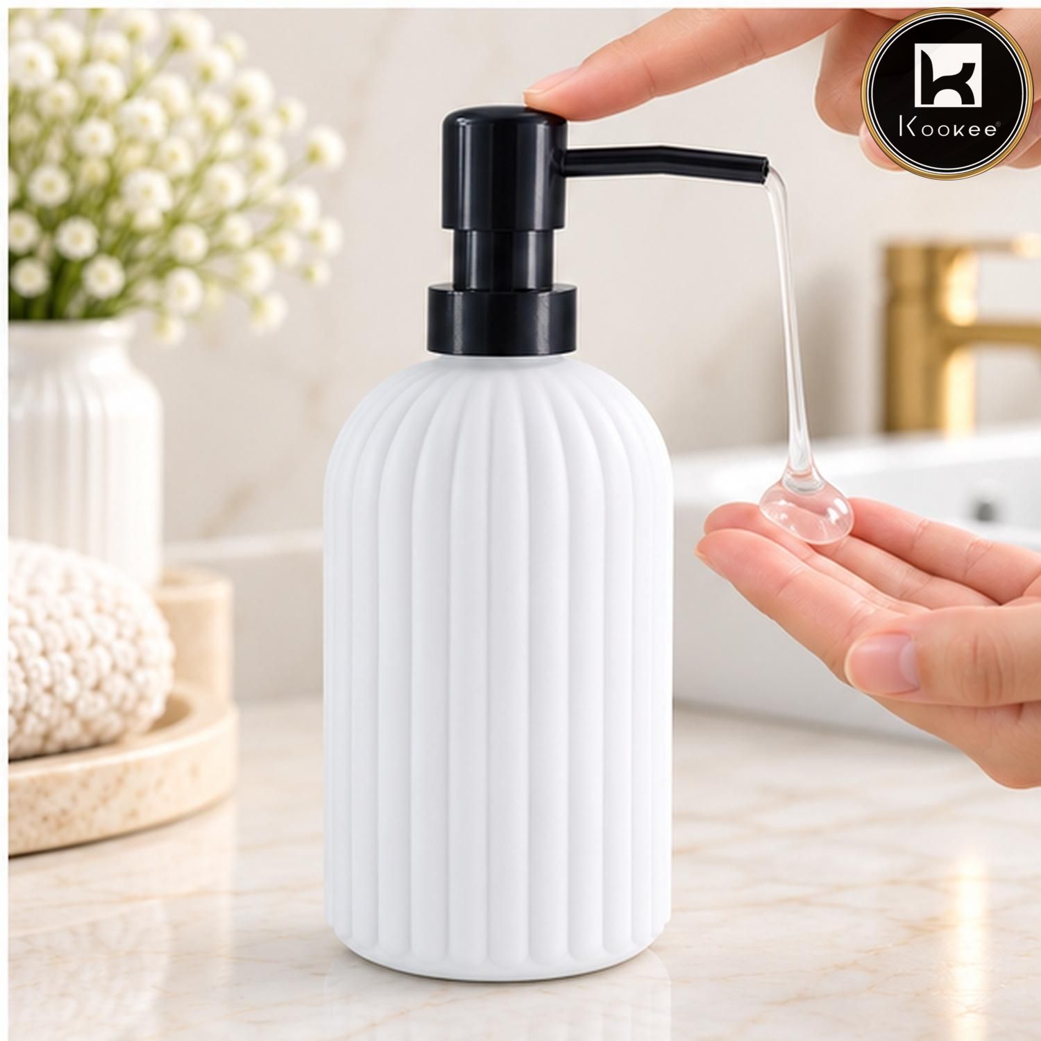 Glass Liquid Soap Dispenser for Bathroom, Set of 1