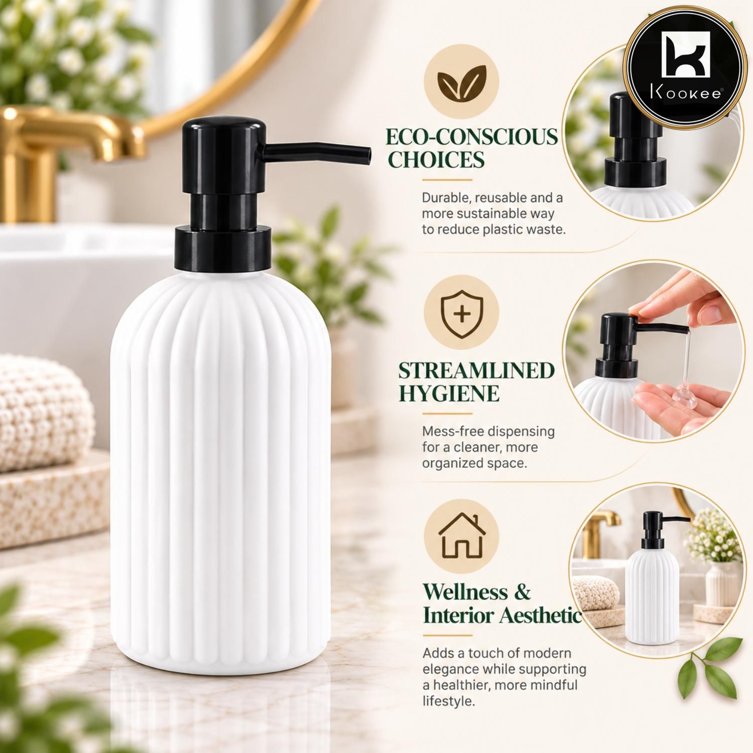 Glass Liquid Soap Dispenser for Bathroom, Set of 1