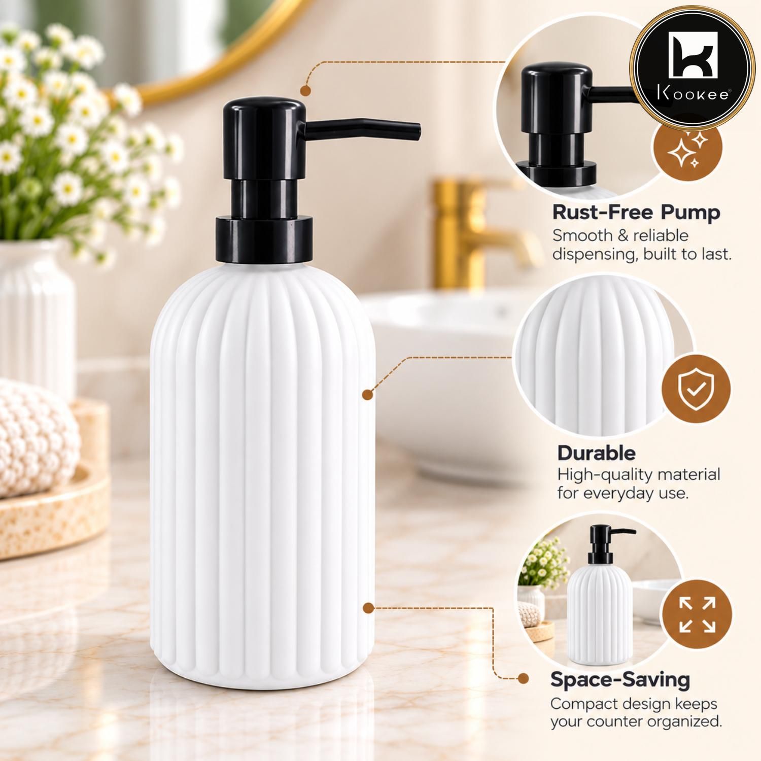 Glass Liquid Soap Dispenser for Bathroom, Set of 1