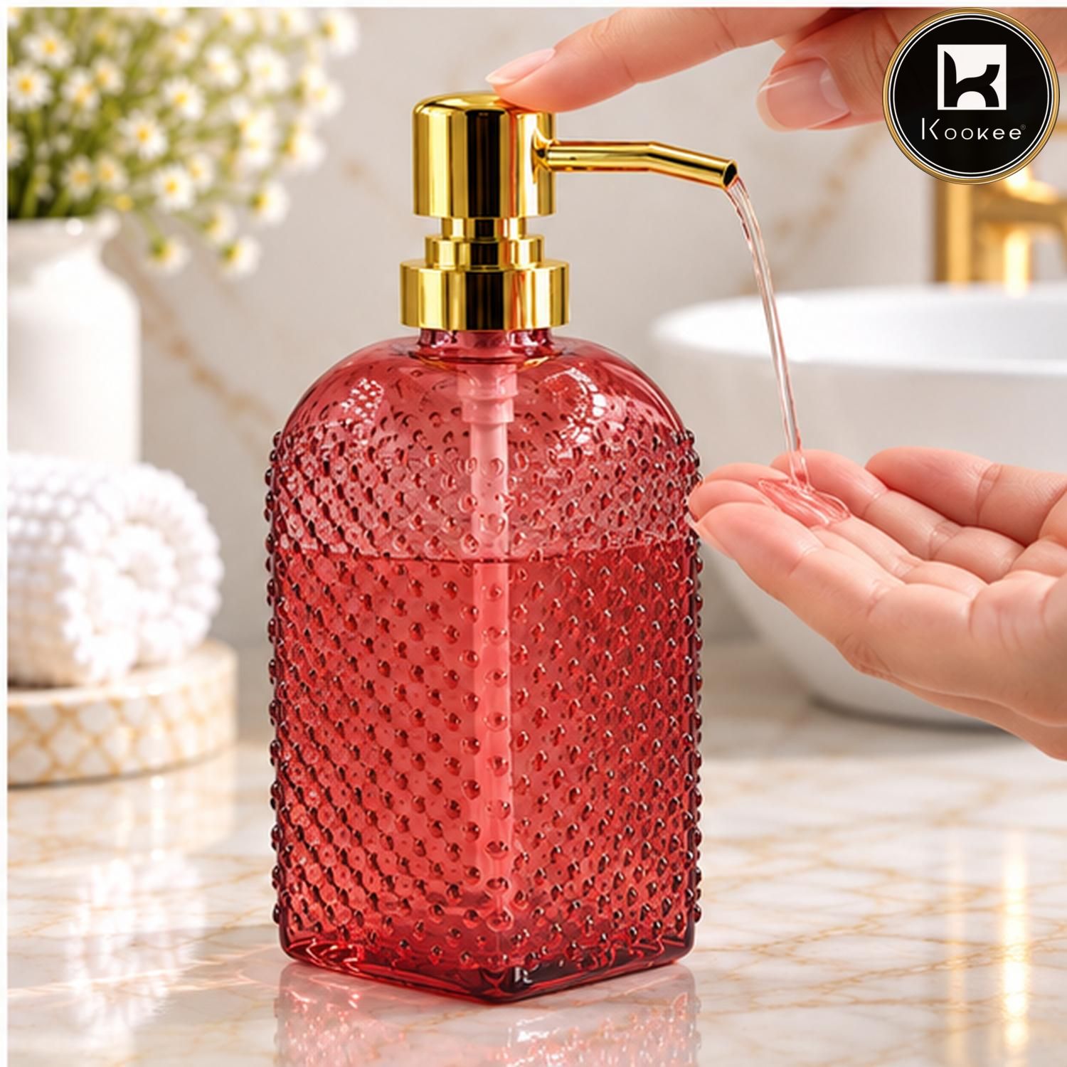 Glass Liquid Soap Dispenser for Bathroom, Set of 1