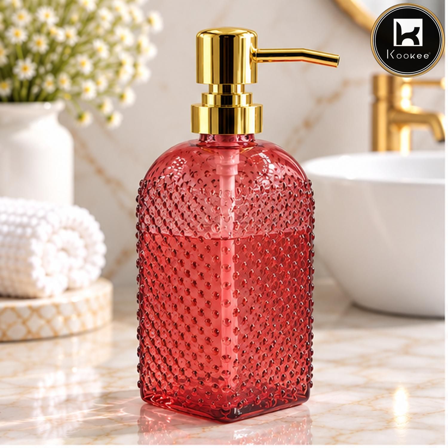 Glass Liquid Soap Dispenser for Bathroom, Set of 1