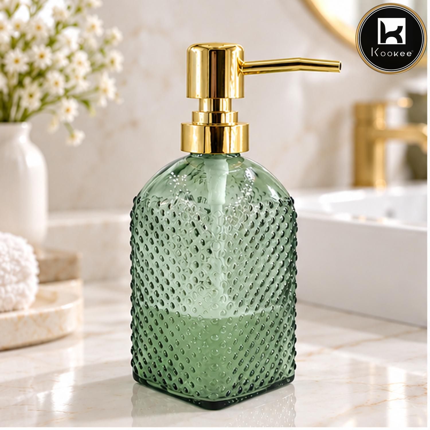 Glass Liquid Soap Dispenser for Bathroom, Set of 1
