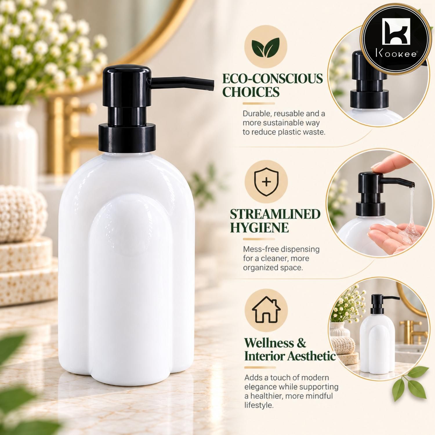 Glass Liquid Soap Dispenser for Bathroom, Set of 1