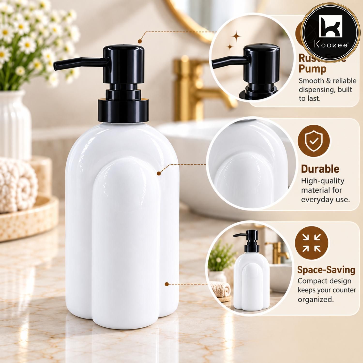 Glass Liquid Soap Dispenser for Bathroom, Set of 1