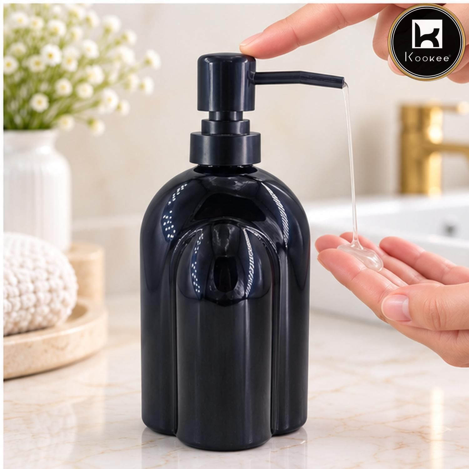 Glass Liquid Soap Dispenser for Bathroom, Set of 1