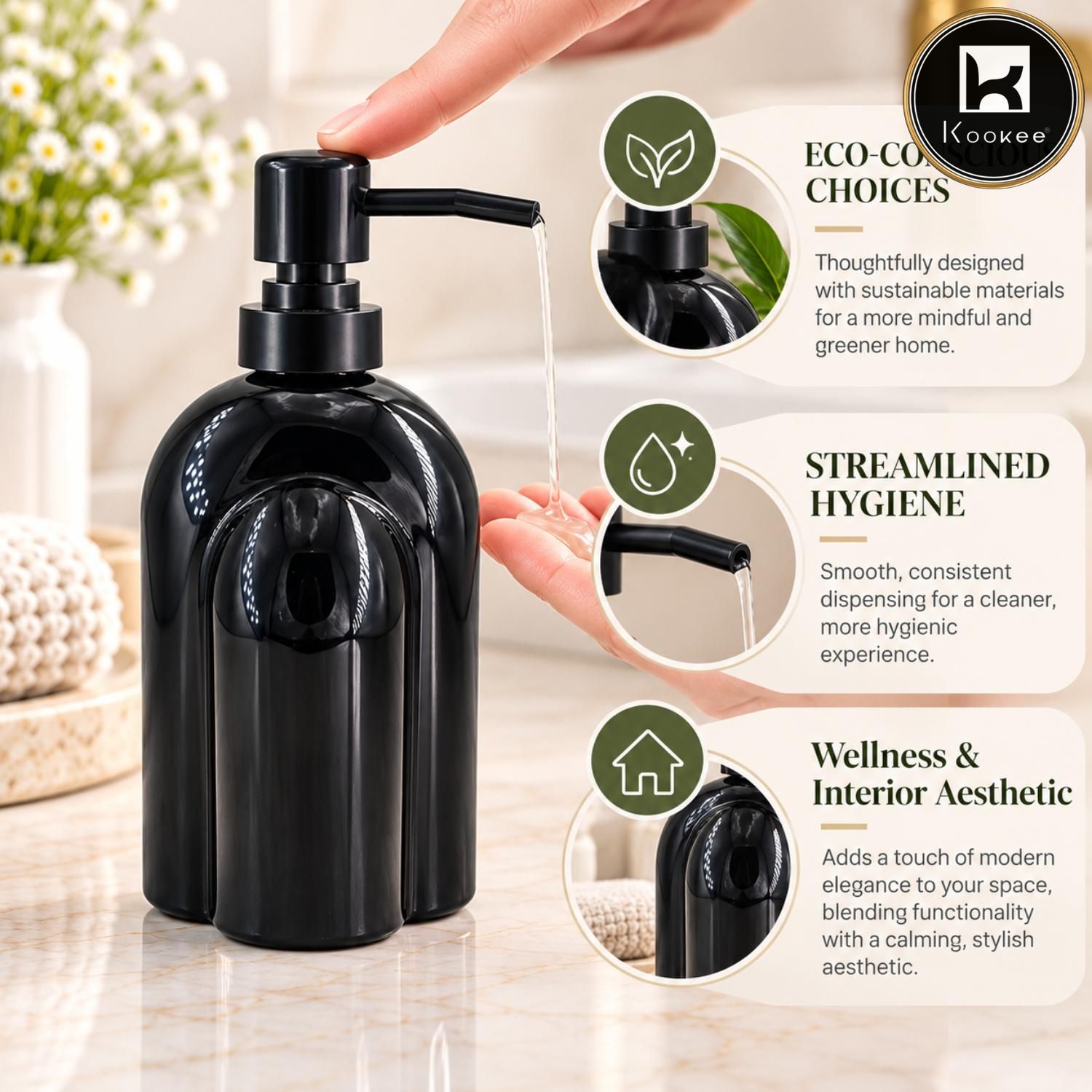 Glass Liquid Soap Dispenser for Bathroom, Set of 1
