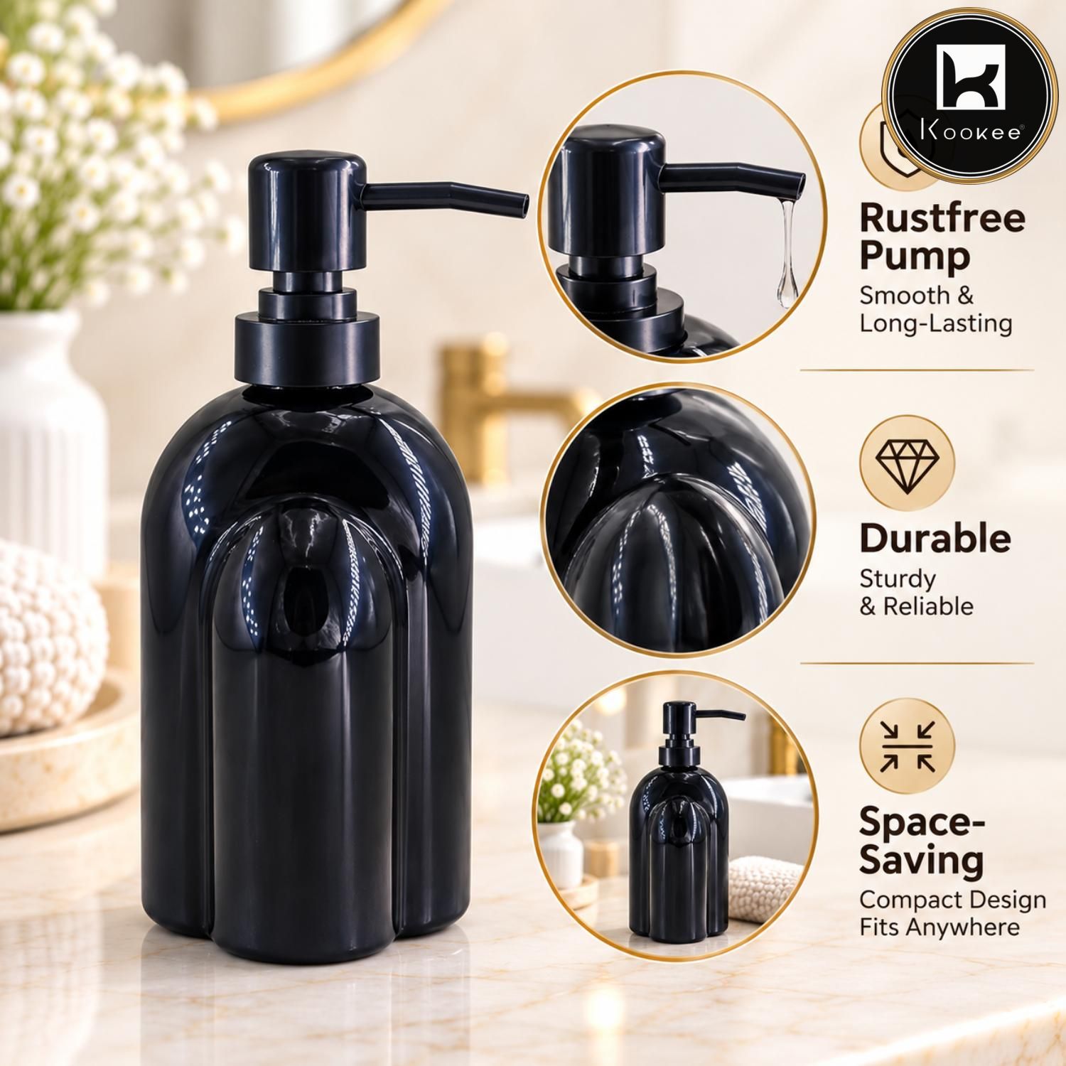 Glass Liquid Soap Dispenser for Bathroom, Set of 1