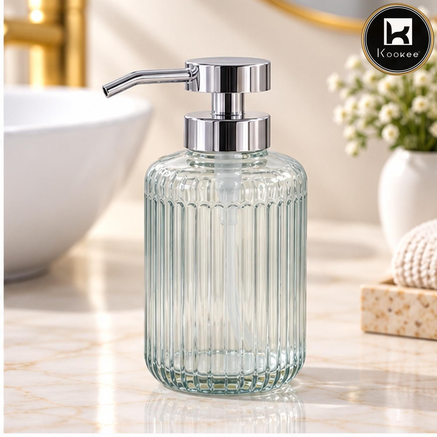 Glass Liquid Soap Dispenser for Bathroom, Set of 1