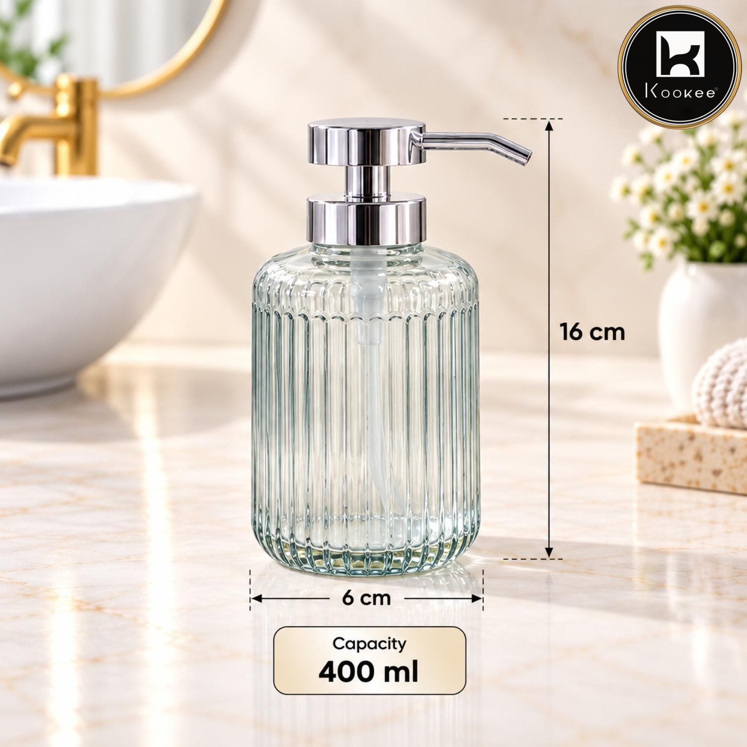 Glass Liquid Soap Dispenser for Bathroom, Set of 1