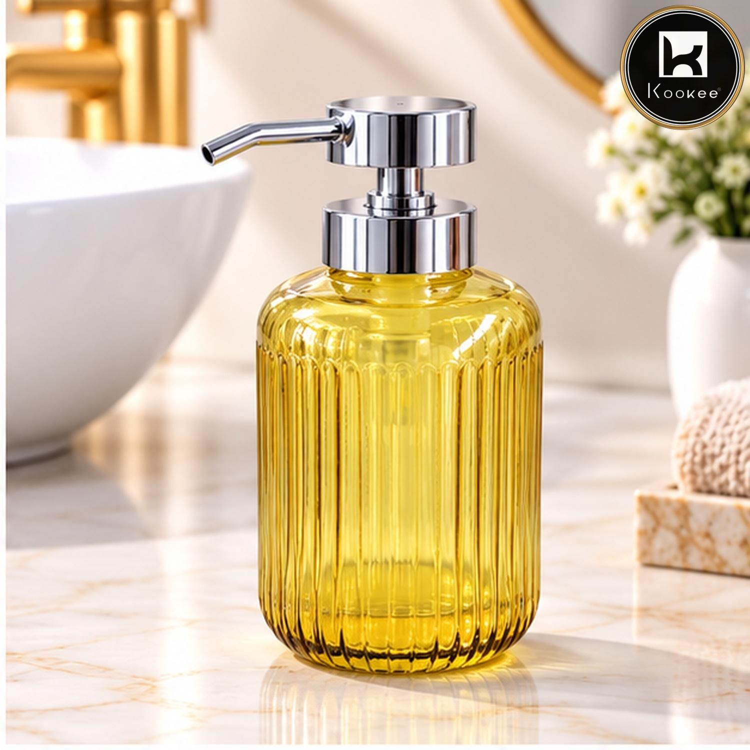 Glass Liquid Soap Dispenser for Bathroom, Set of 1