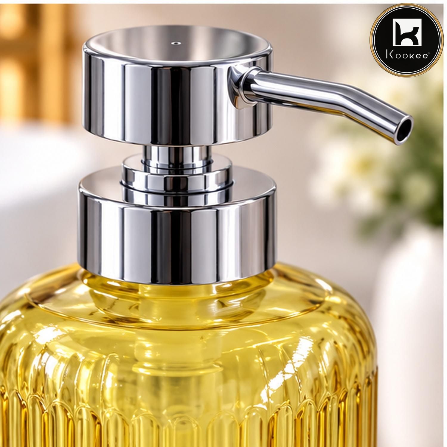 Glass Liquid Soap Dispenser for Bathroom, Set of 1