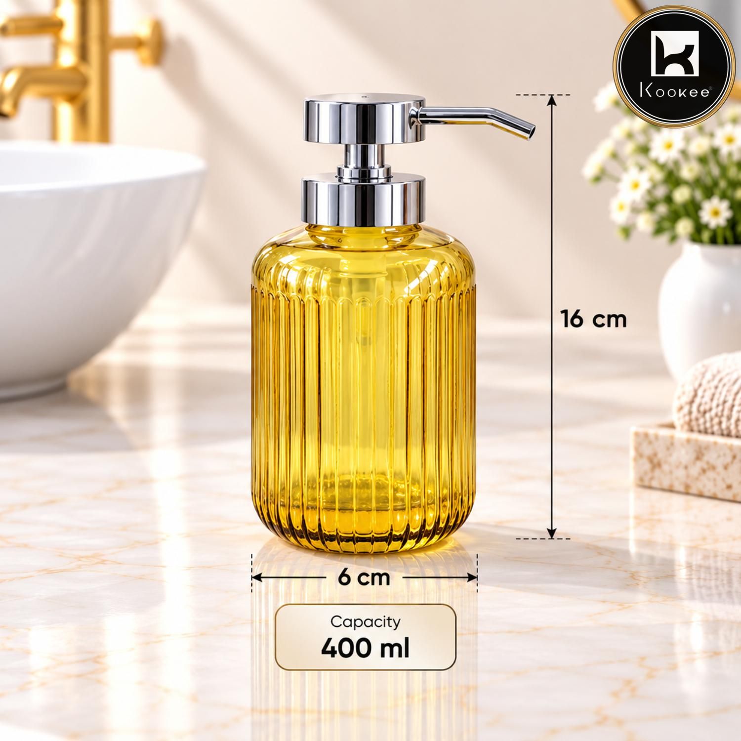 Glass Liquid Soap Dispenser for Bathroom, Set of 1