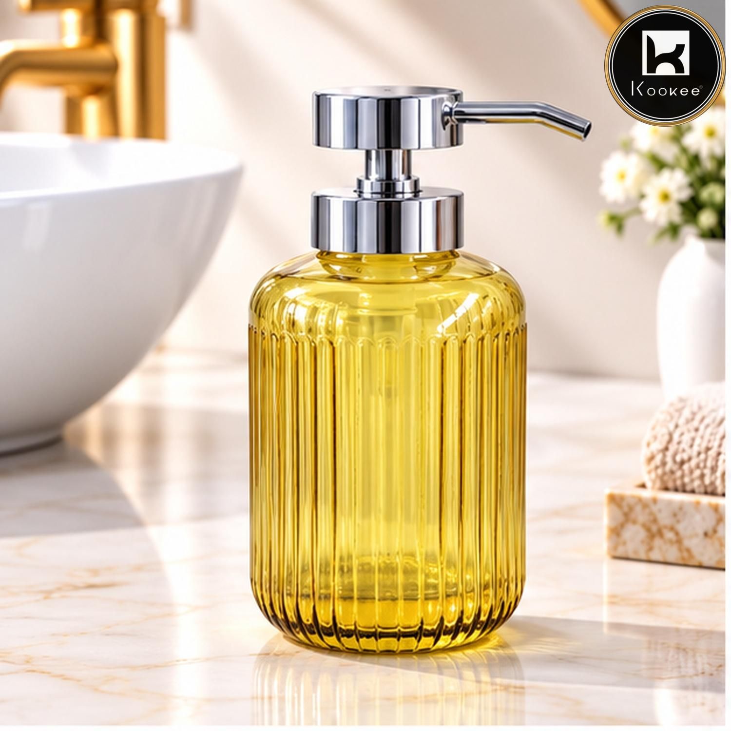 Glass Liquid Soap Dispenser for Bathroom, Set of 1