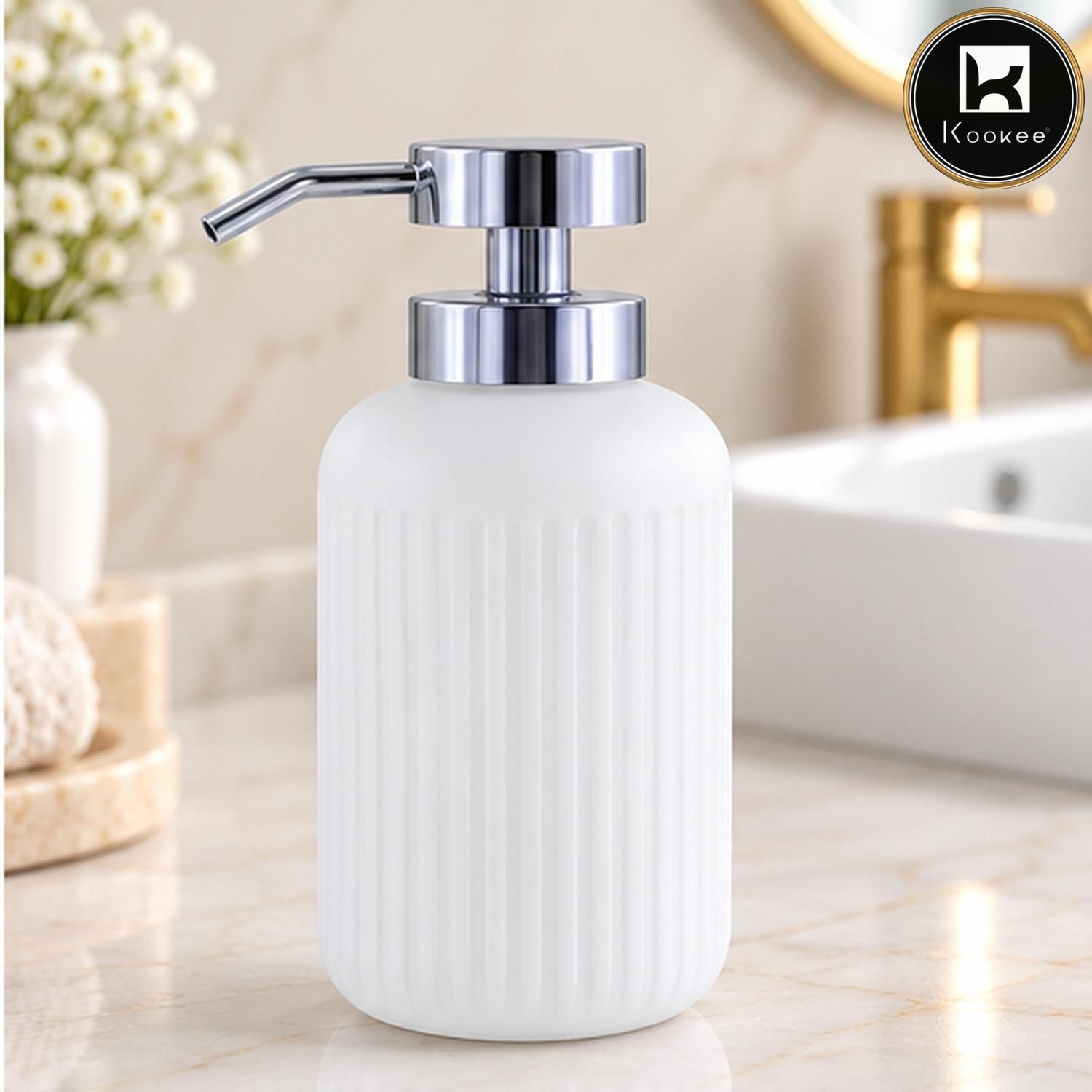 Glass Liquid Soap Dispenser for Bathroom, Set of 1