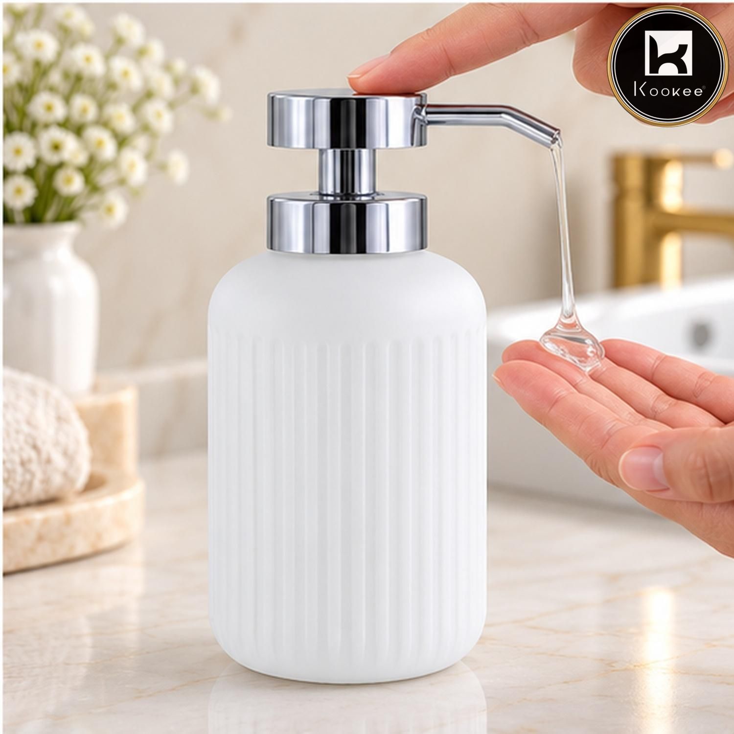 Glass Liquid Soap Dispenser for Bathroom, Set of 1