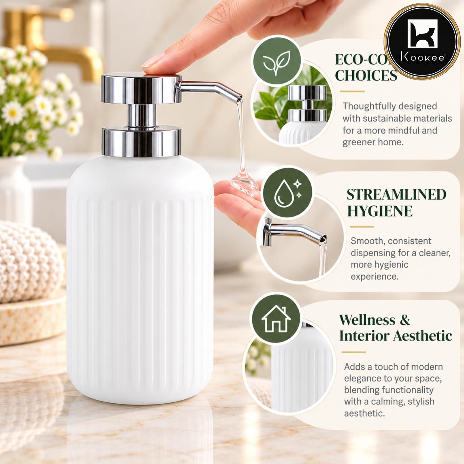 Glass Liquid Soap Dispenser for Bathroom, Set of 1