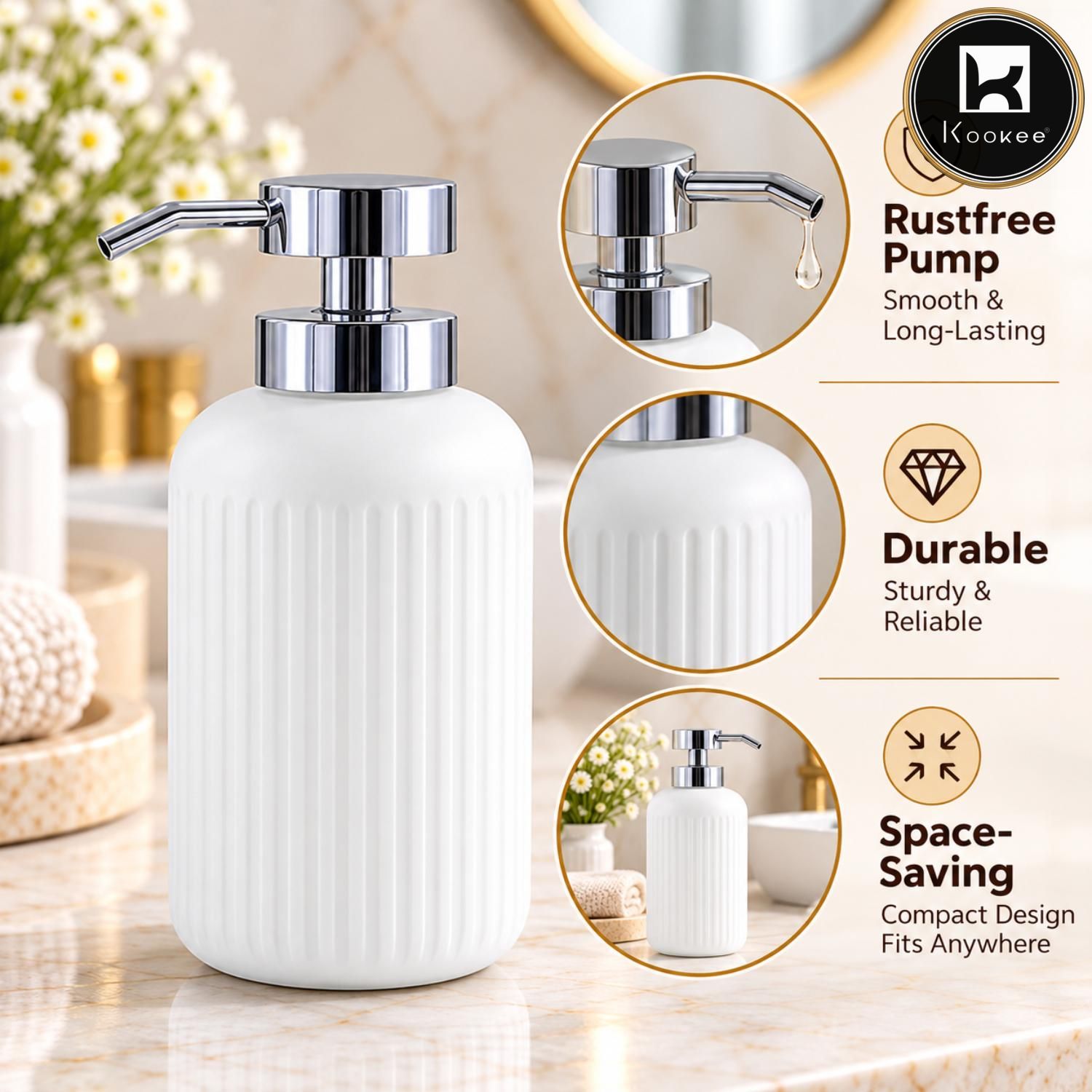 Glass Liquid Soap Dispenser for Bathroom, Set of 1