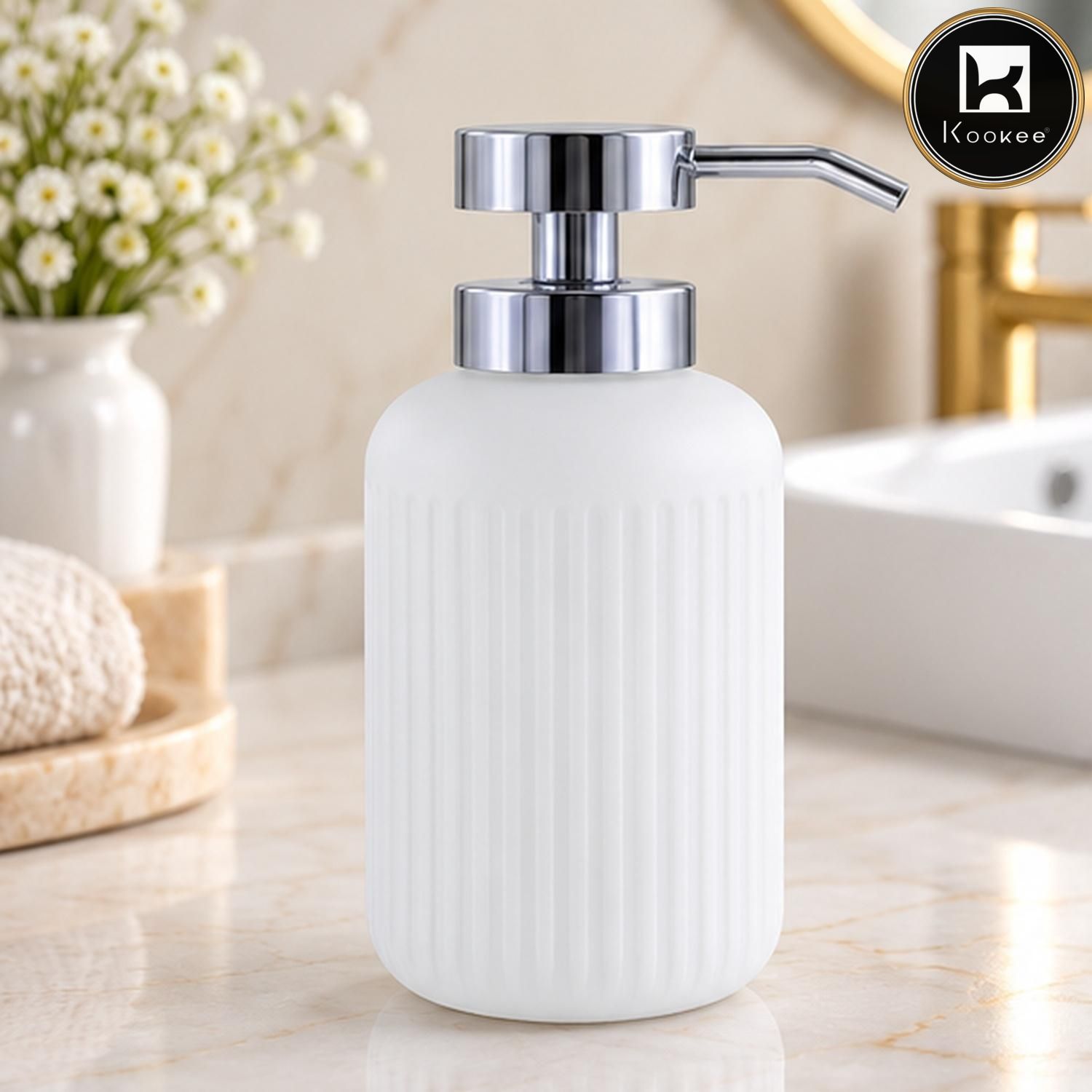 Glass Liquid Soap Dispenser for Bathroom, Set of 1