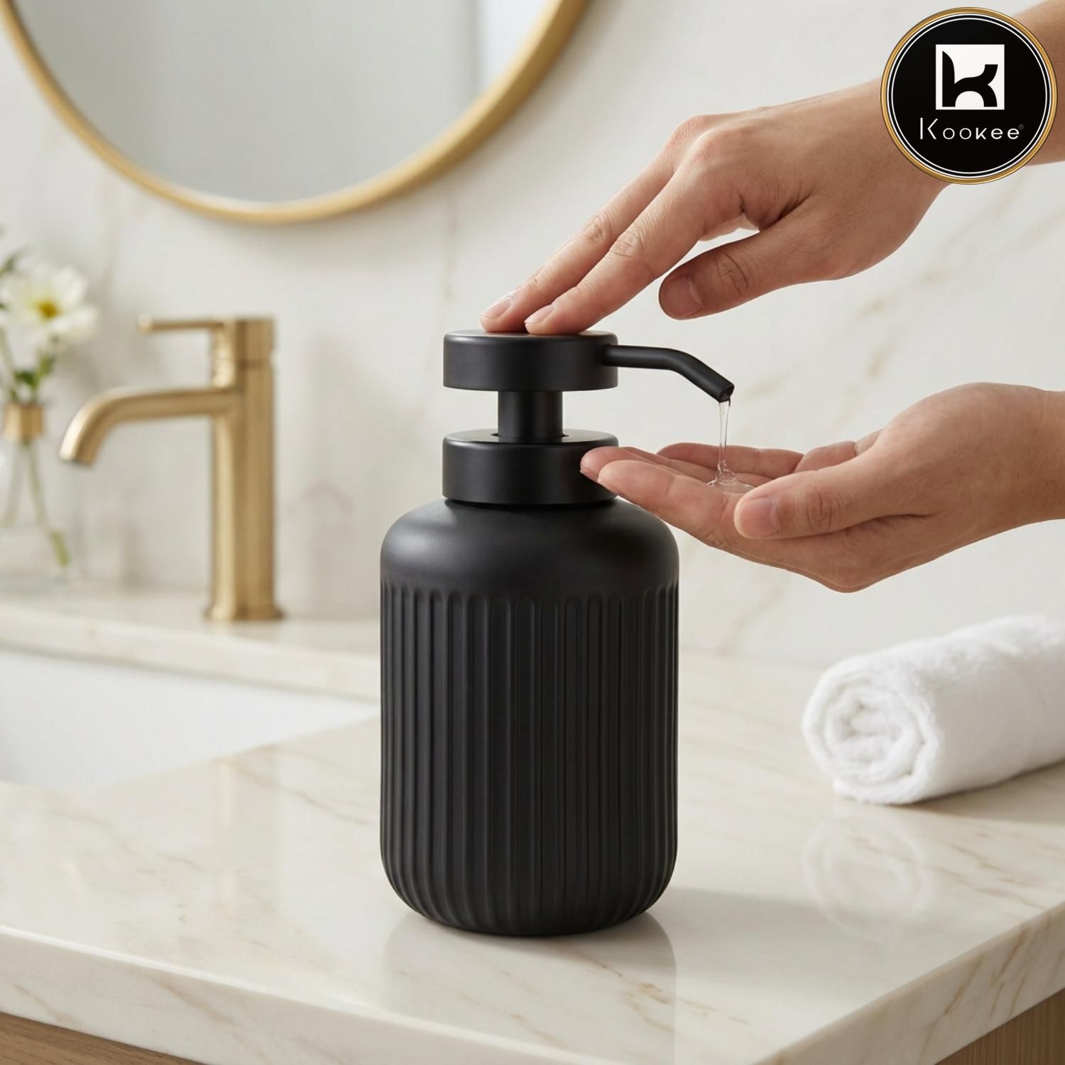 Glass Liquid Soap Dispenser for Bathroom, Set of 1