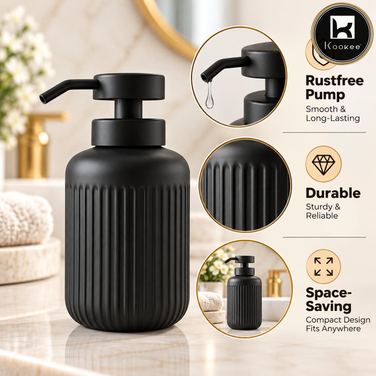 Glass Liquid Soap Dispenser for Bathroom, Set of 1